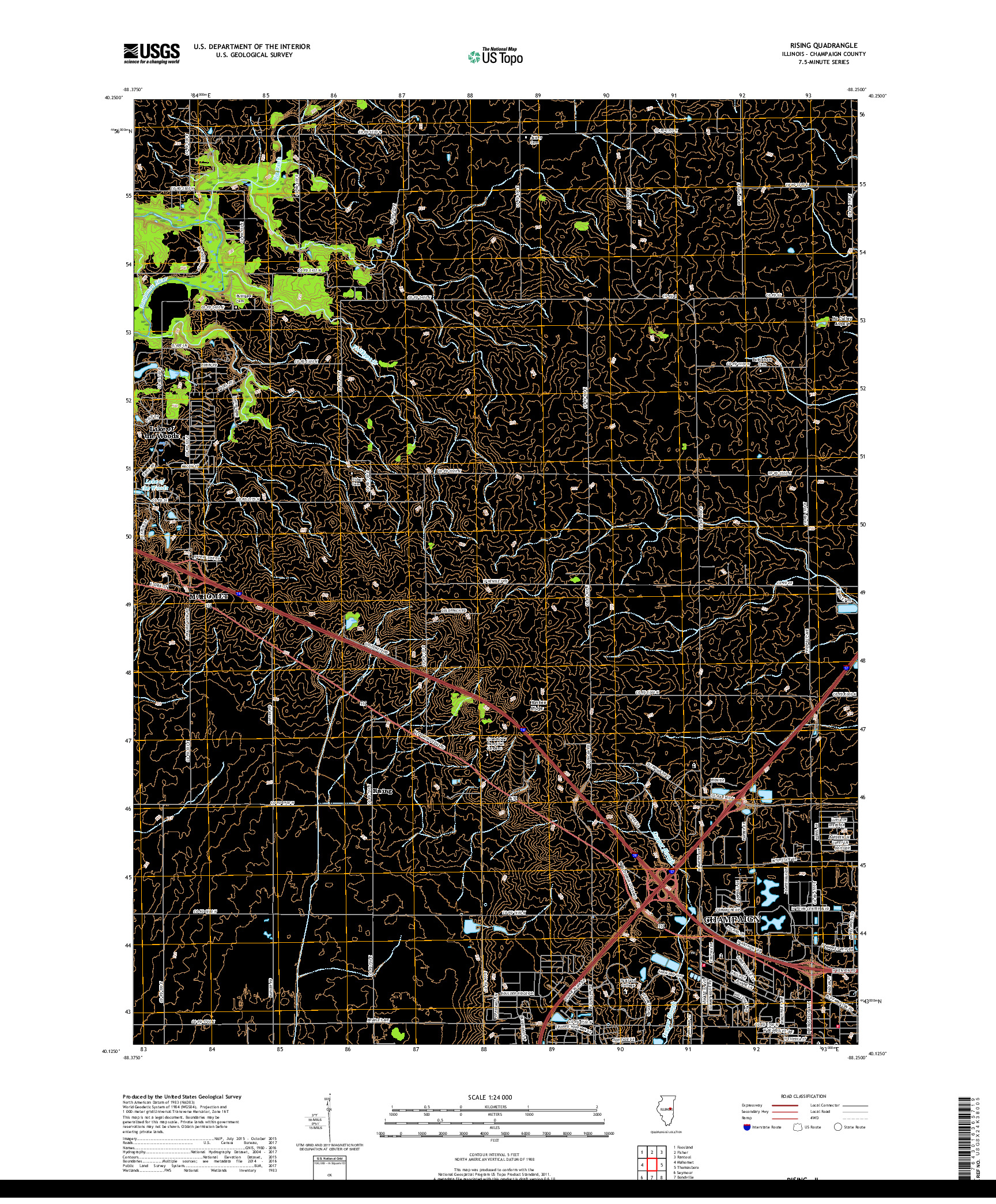 USGS US TOPO 7.5-MINUTE MAP FOR RISING, IL 2018