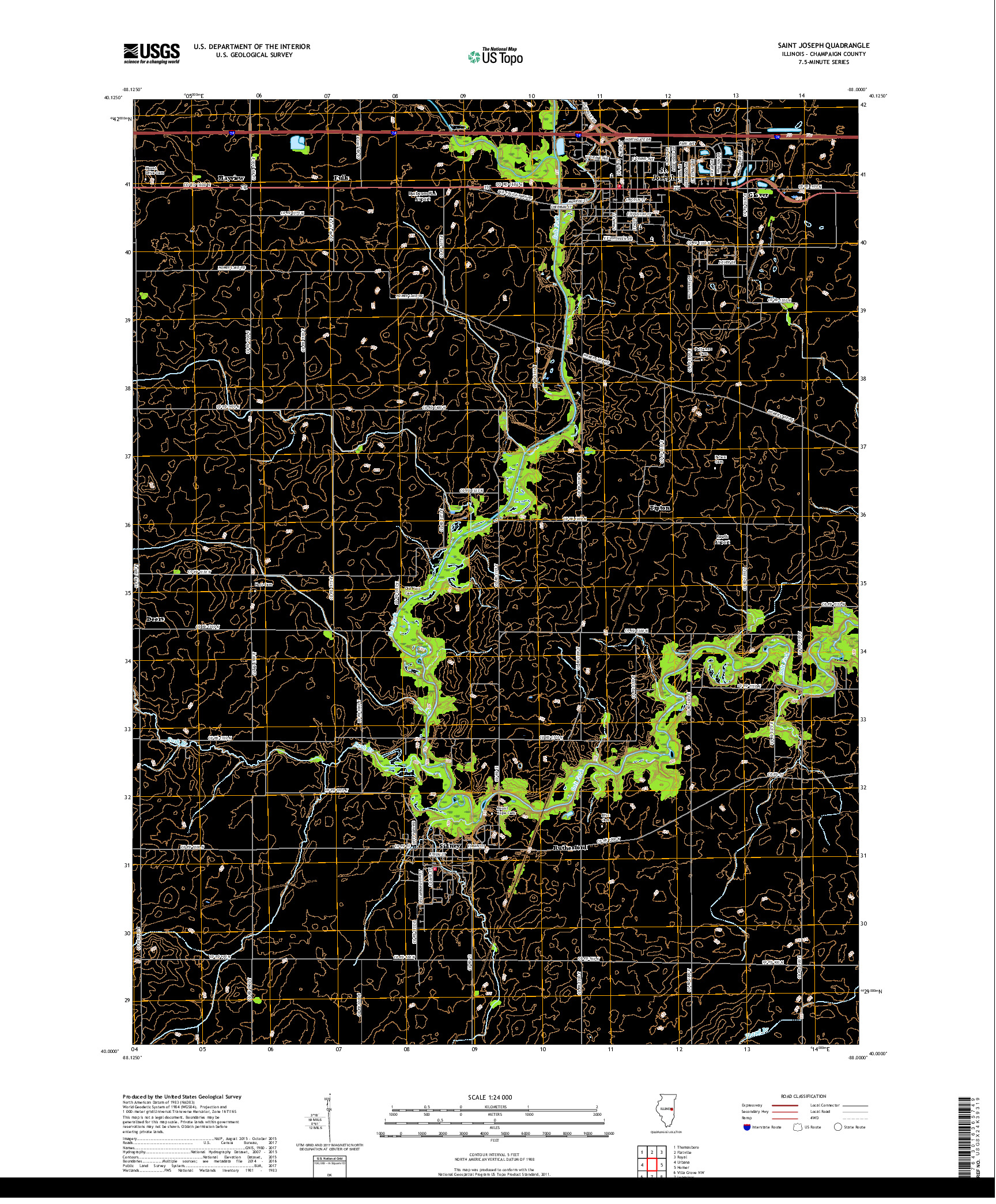 USGS US TOPO 7.5-MINUTE MAP FOR SAINT JOSEPH, IL 2018