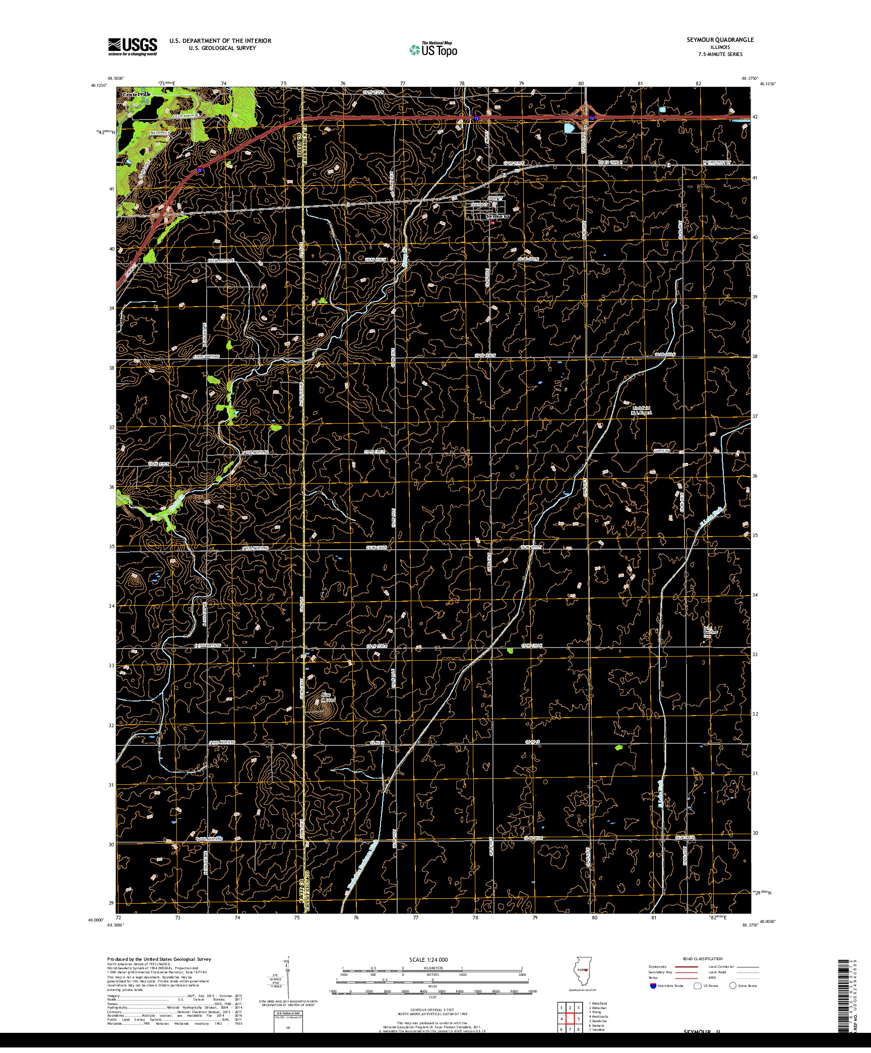 USGS US TOPO 7.5-MINUTE MAP FOR SEYMOUR, IL 2018