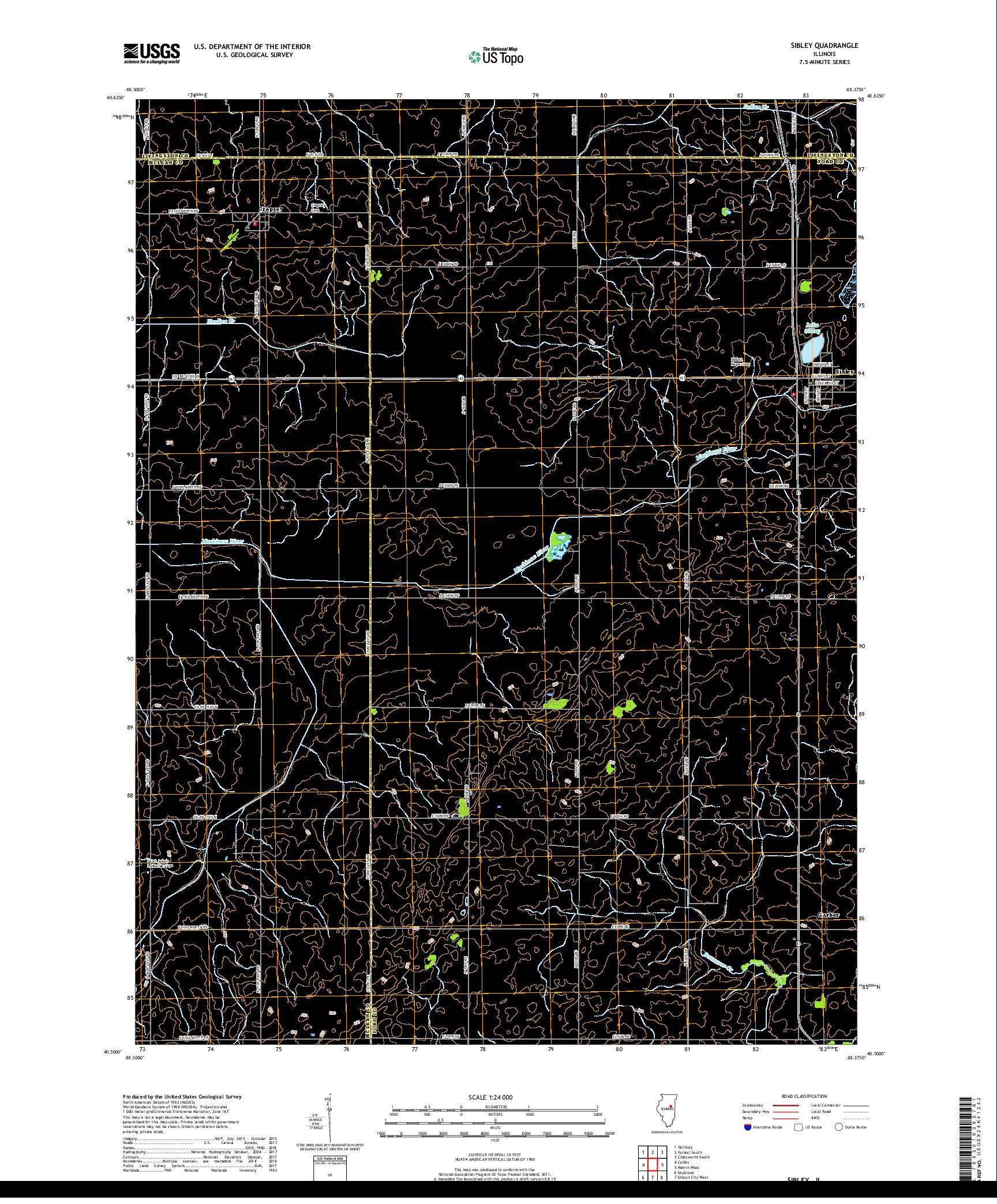 USGS US TOPO 7.5-MINUTE MAP FOR SIBLEY, IL 2018