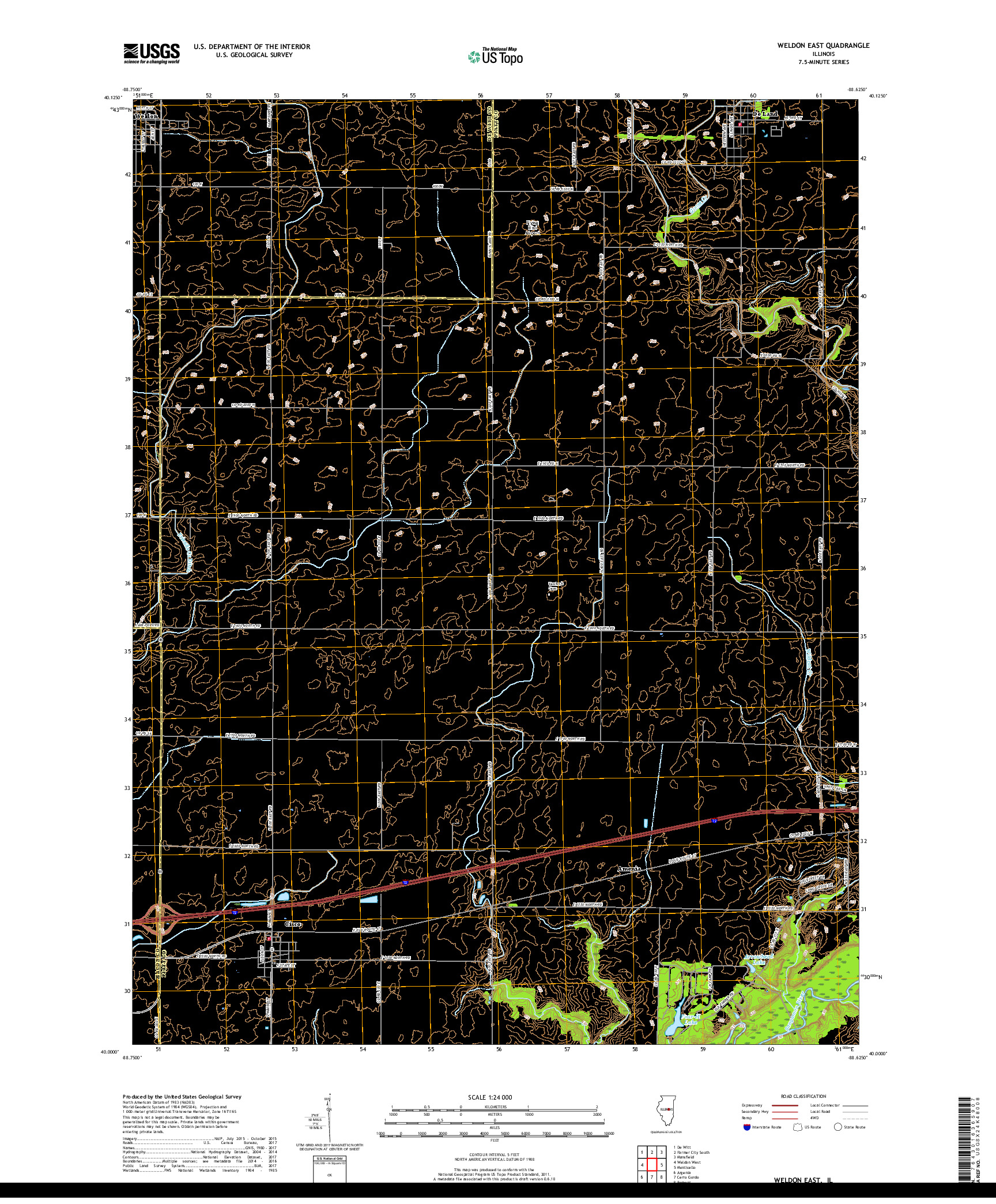 USGS US TOPO 7.5-MINUTE MAP FOR WELDON EAST, IL 2018