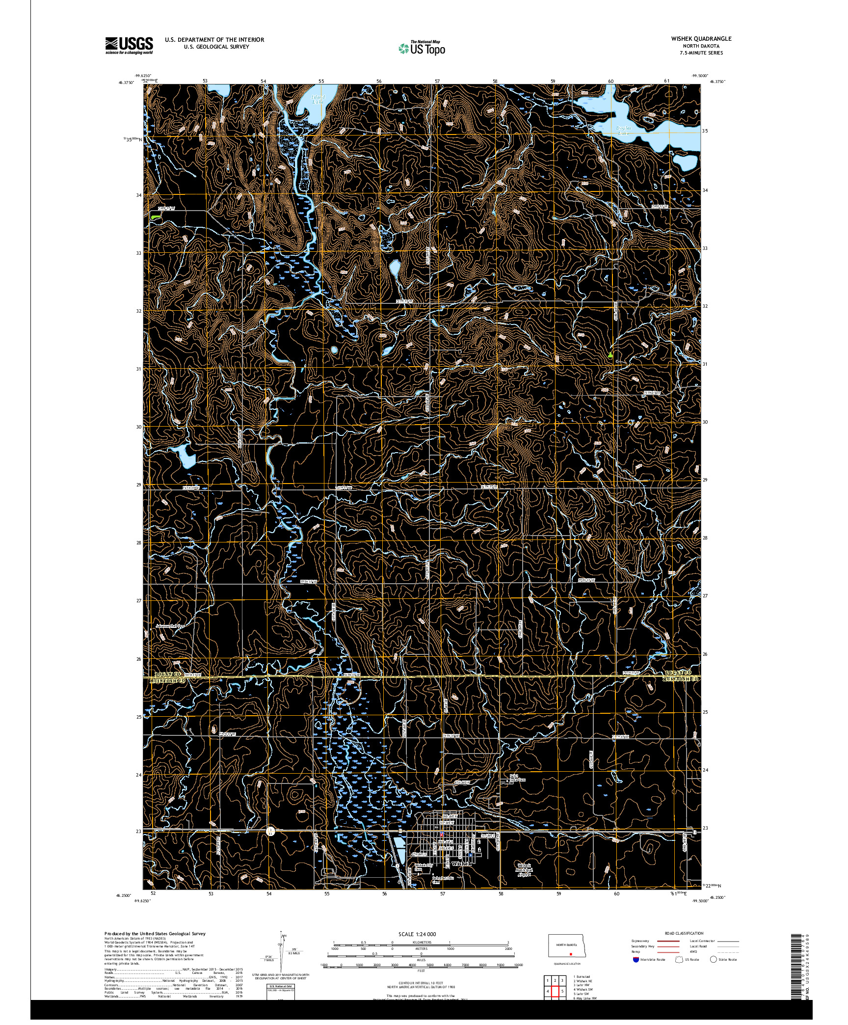 USGS US TOPO 7.5-MINUTE MAP FOR WISHEK, ND 2018