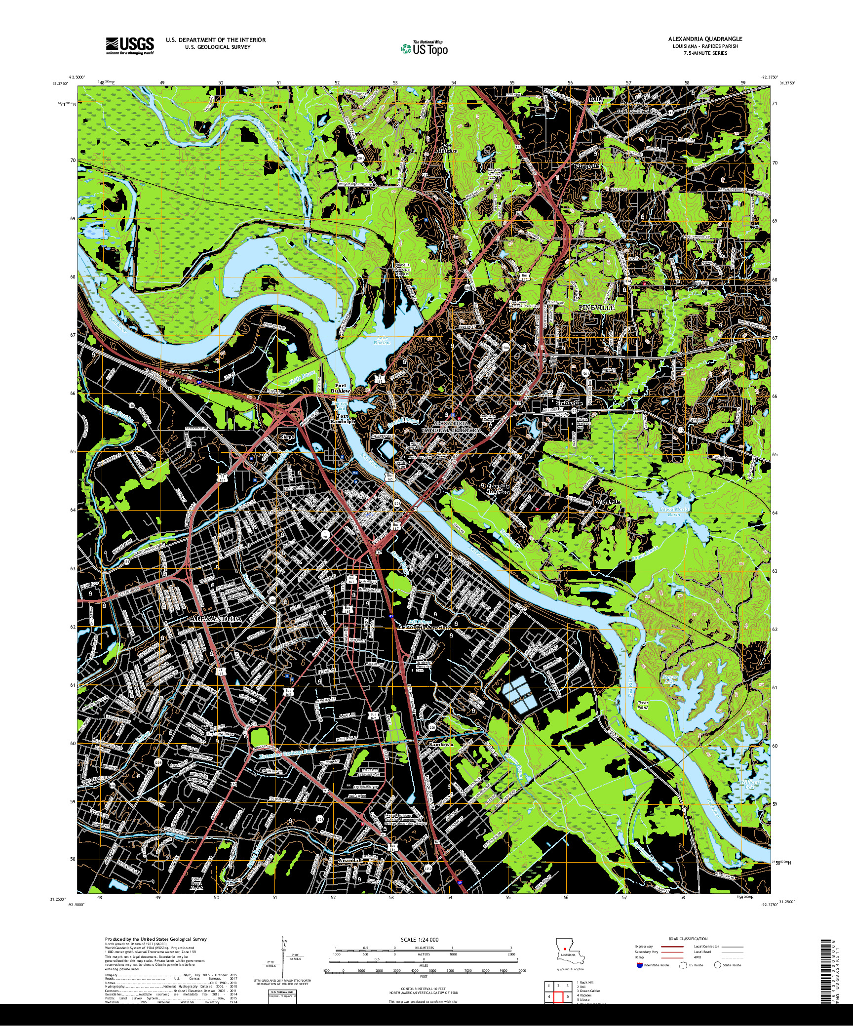 USGS US TOPO 7.5-MINUTE MAP FOR ALEXANDRIA, LA 2018