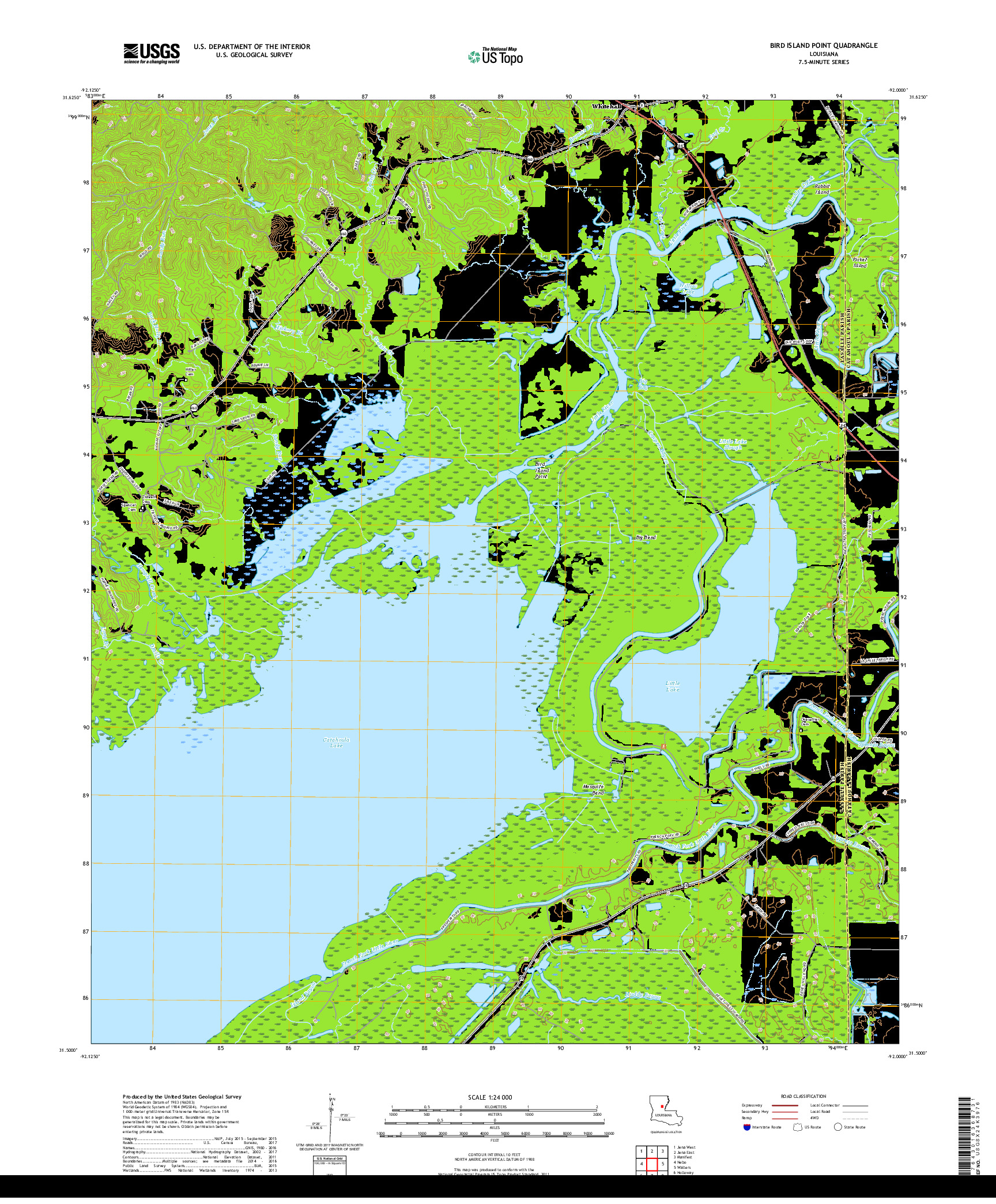 USGS US TOPO 7.5-MINUTE MAP FOR BIRD ISLAND POINT, LA 2018