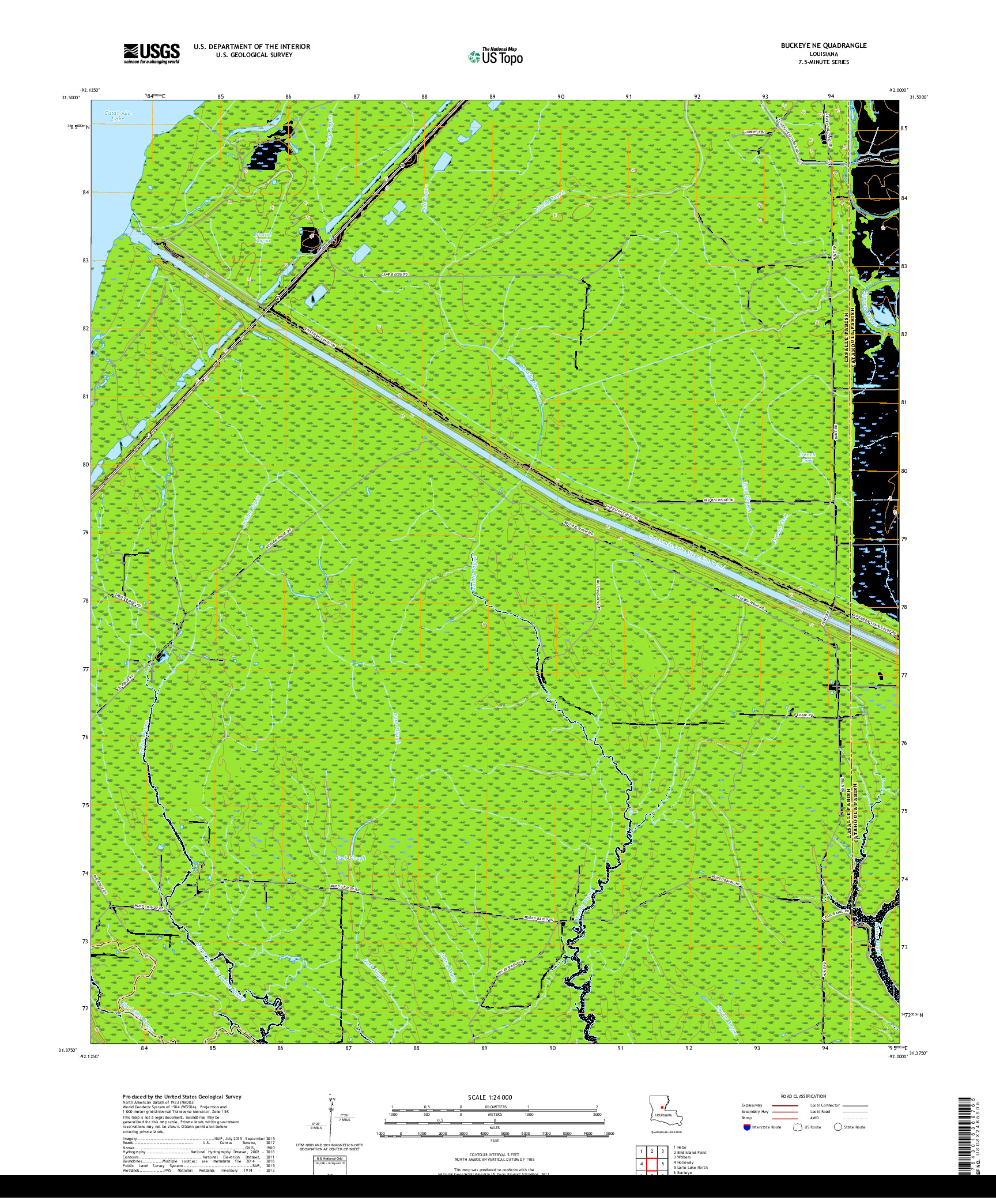 USGS US TOPO 7.5-MINUTE MAP FOR BUCKEYE NE, LA 2018