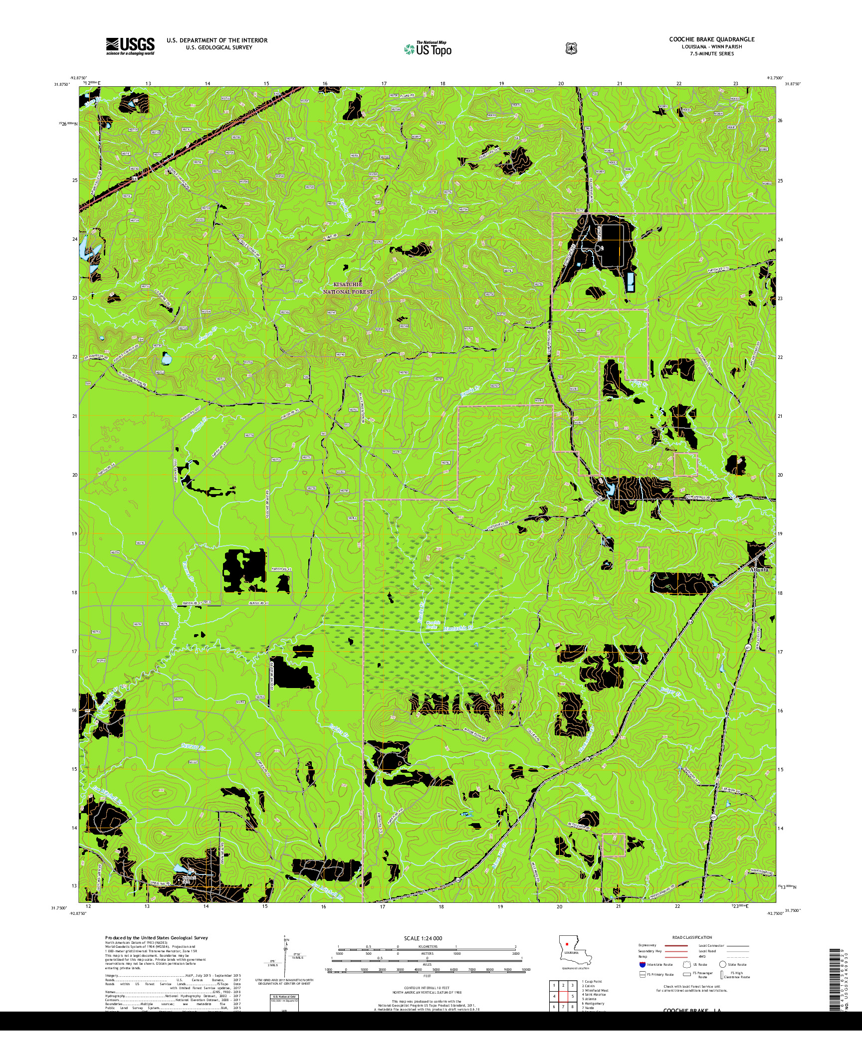 USGS US TOPO 7.5-MINUTE MAP FOR COOCHIE BRAKE, LA 2018