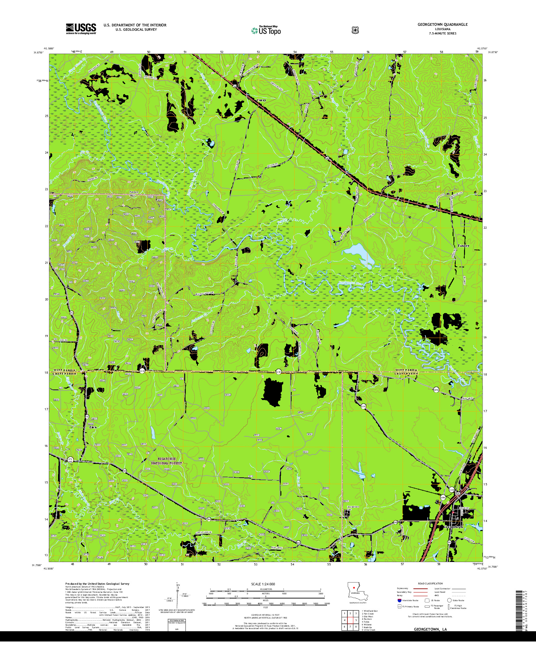 USGS US TOPO 7.5-MINUTE MAP FOR GEORGETOWN, LA 2018
