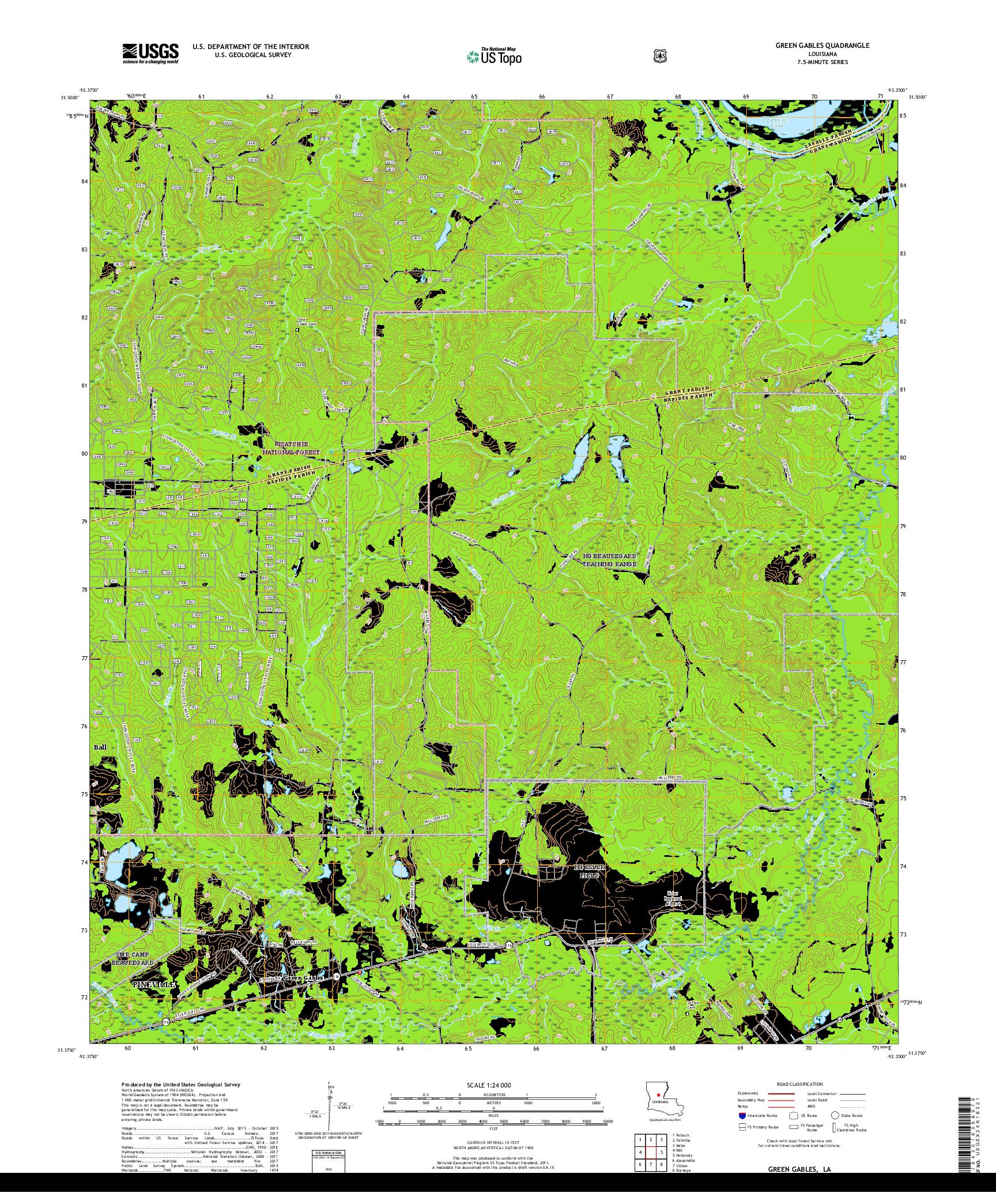 USGS US TOPO 7.5-MINUTE MAP FOR GREEN GABLES, LA 2018