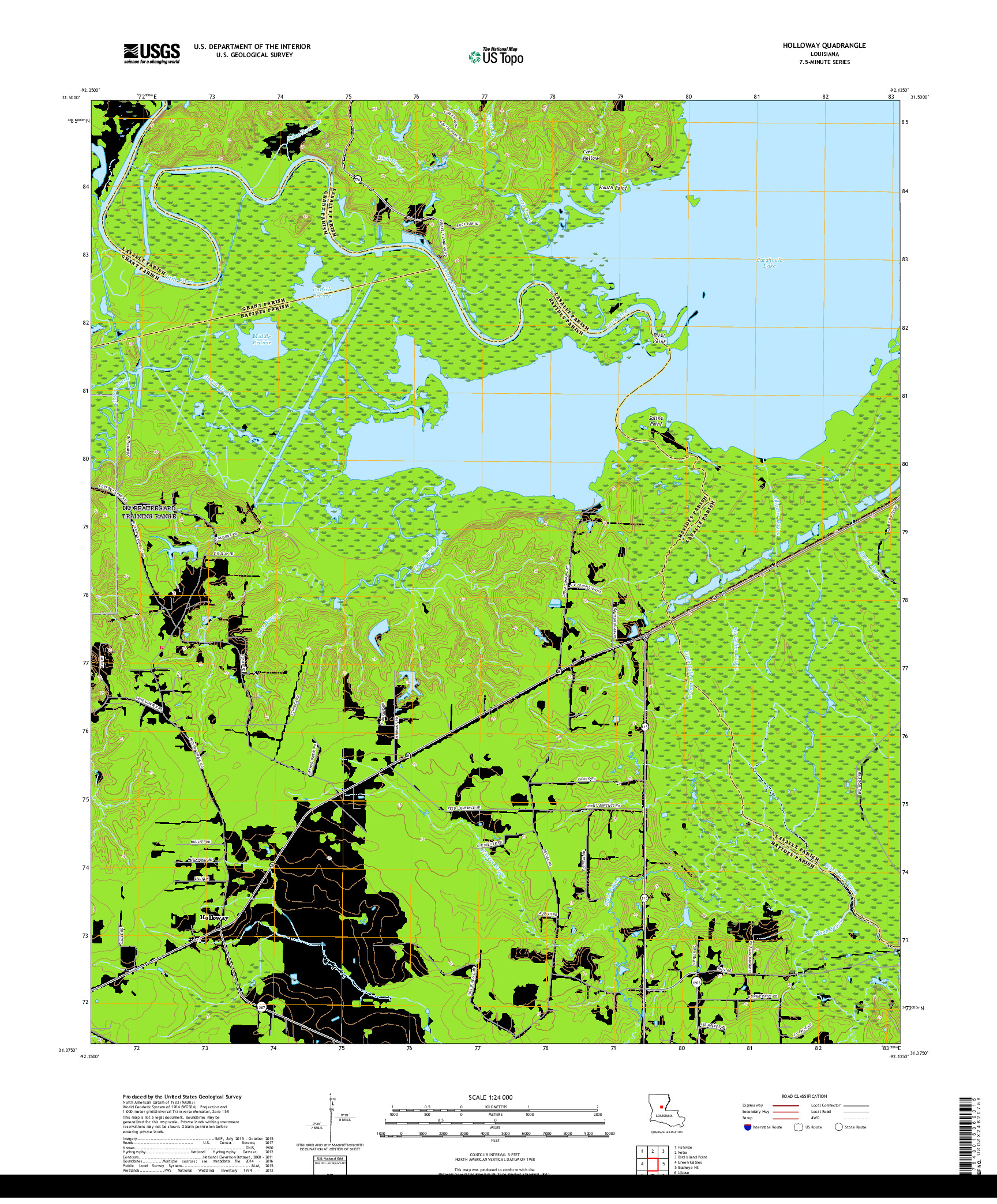 USGS US TOPO 7.5-MINUTE MAP FOR HOLLOWAY, LA 2018