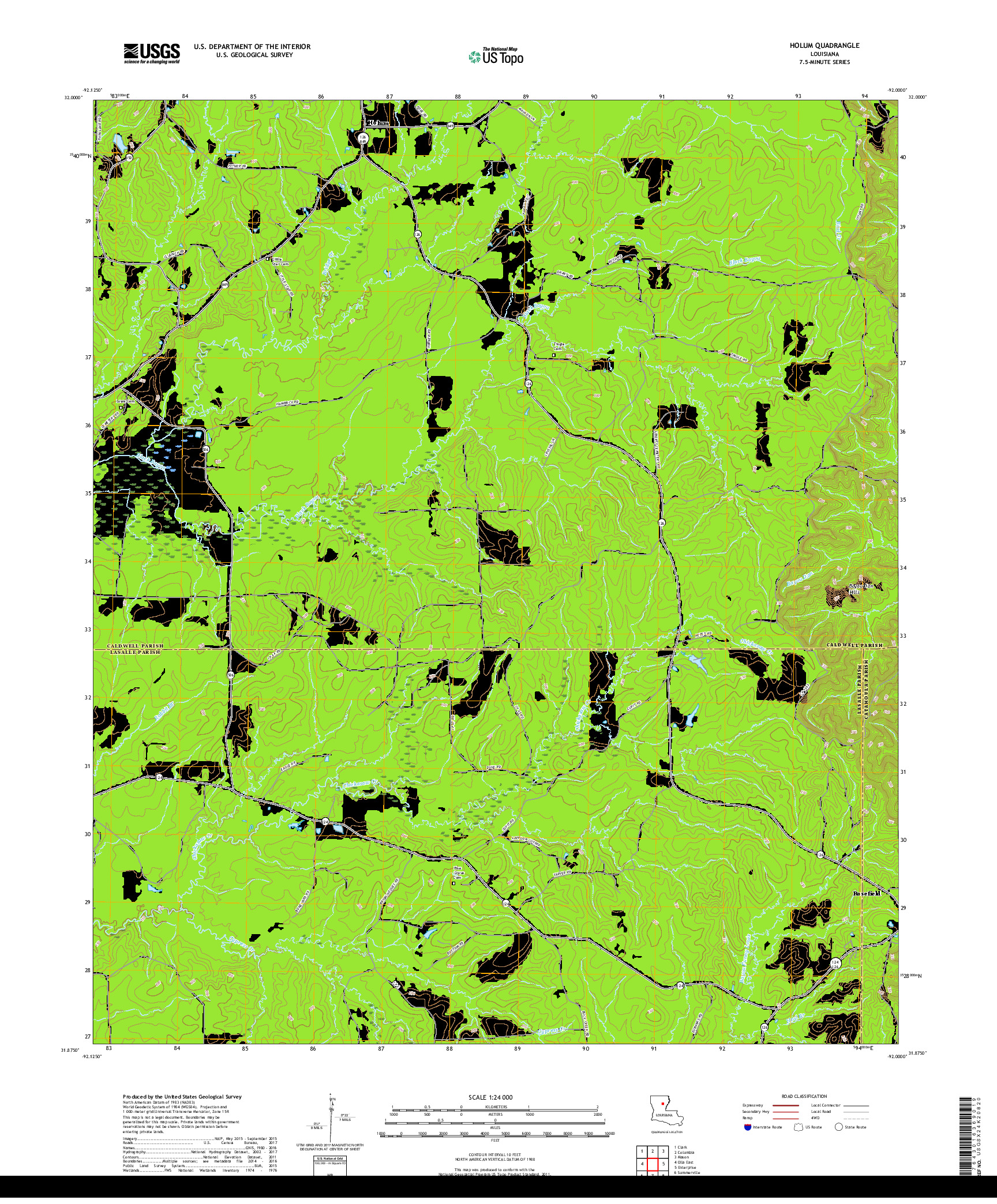 USGS US TOPO 7.5-MINUTE MAP FOR HOLUM, LA 2018