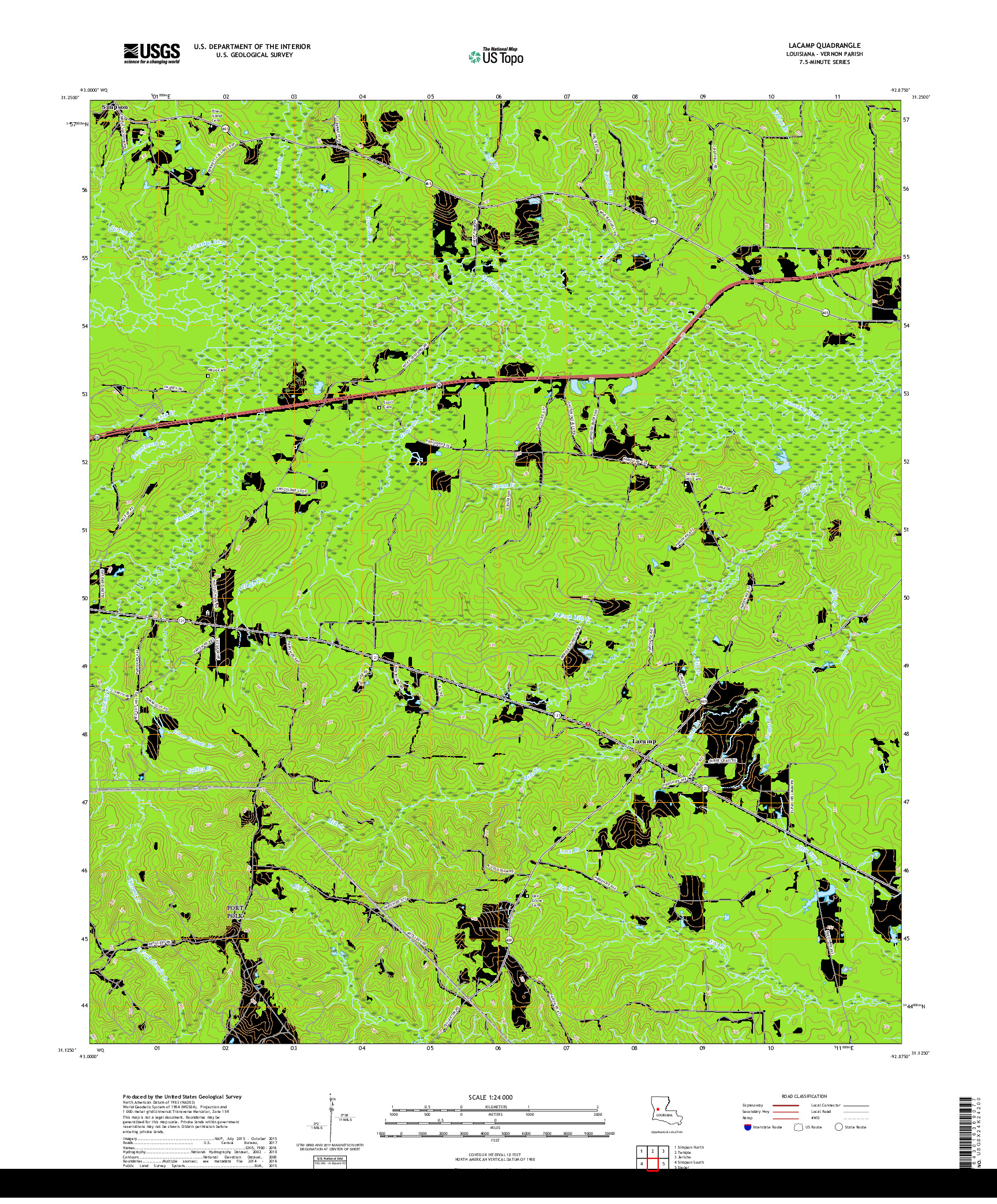 USGS US TOPO 7.5-MINUTE MAP FOR LACAMP, LA 2018