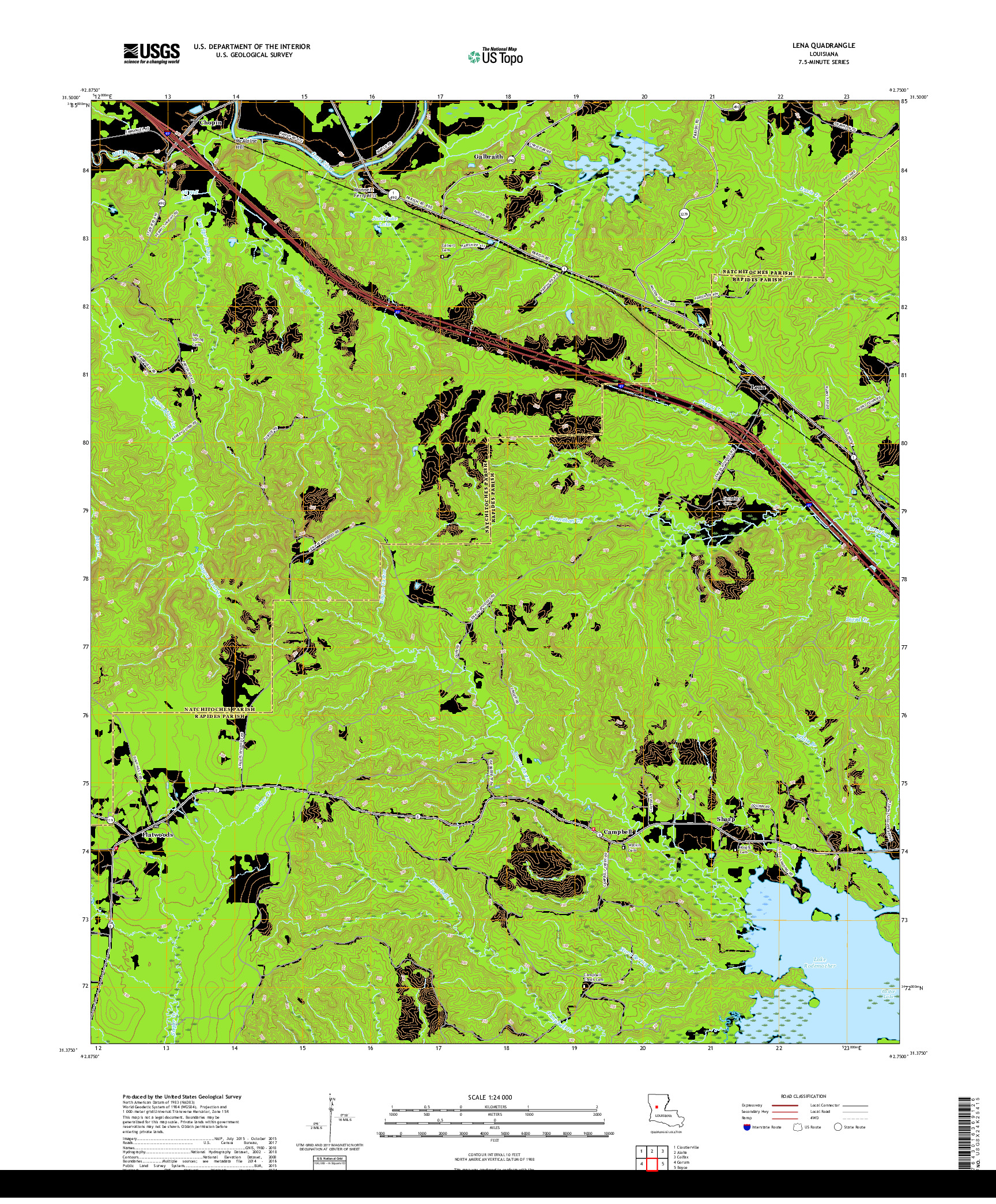 USGS US TOPO 7.5-MINUTE MAP FOR LENA, LA 2018