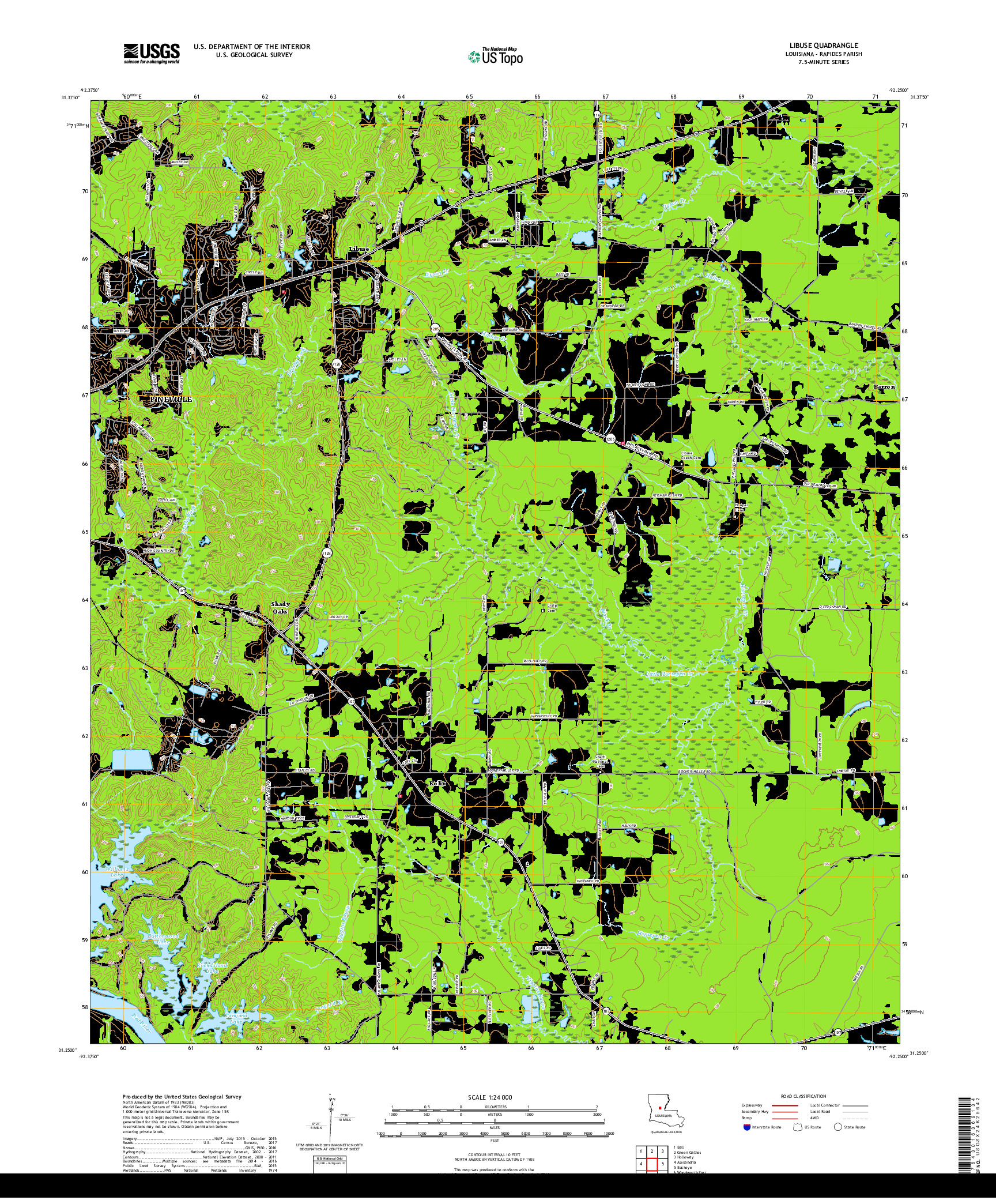 USGS US TOPO 7.5-MINUTE MAP FOR LIBUSE, LA 2018