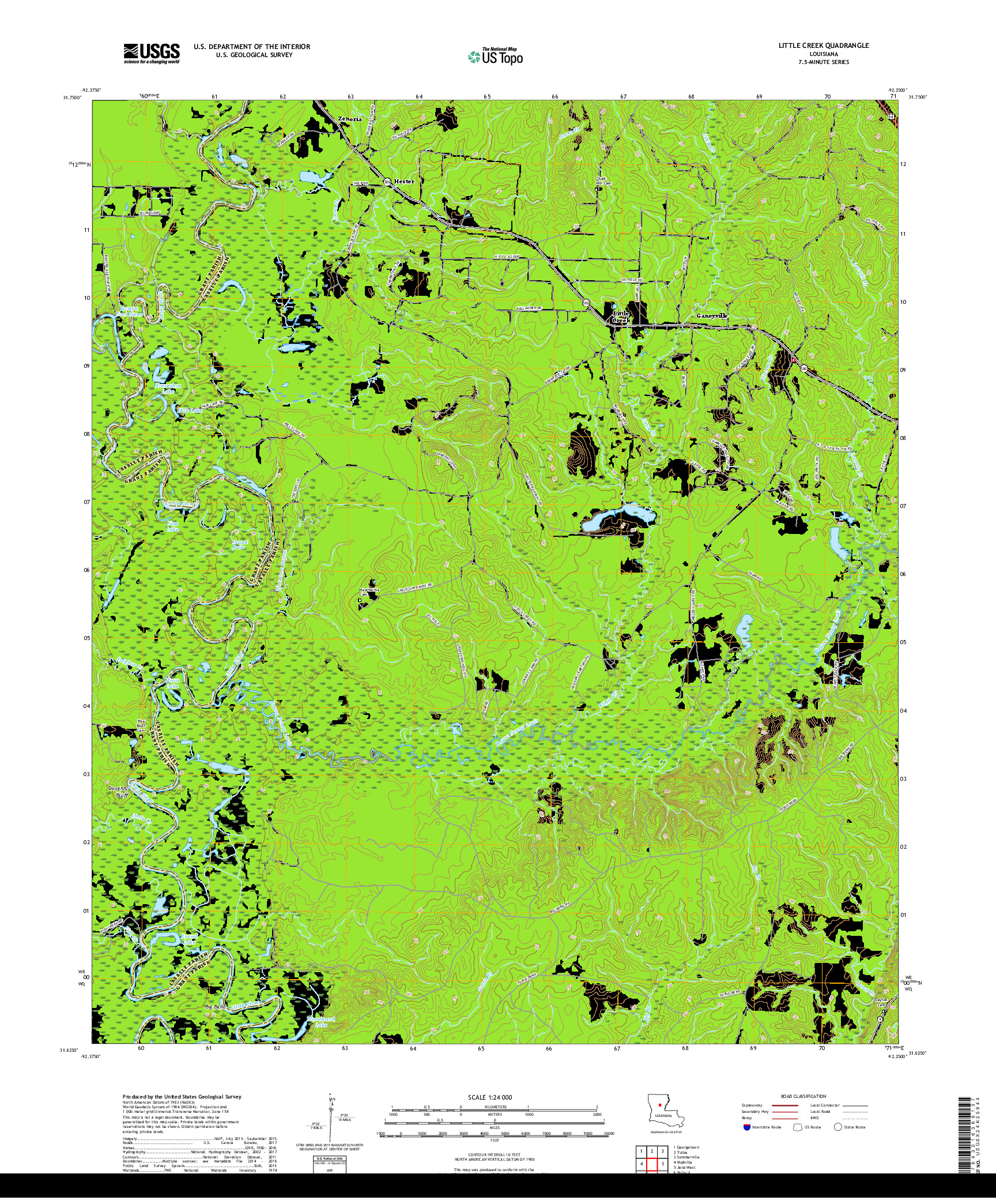 USGS US TOPO 7.5-MINUTE MAP FOR LITTLE CREEK, LA 2018
