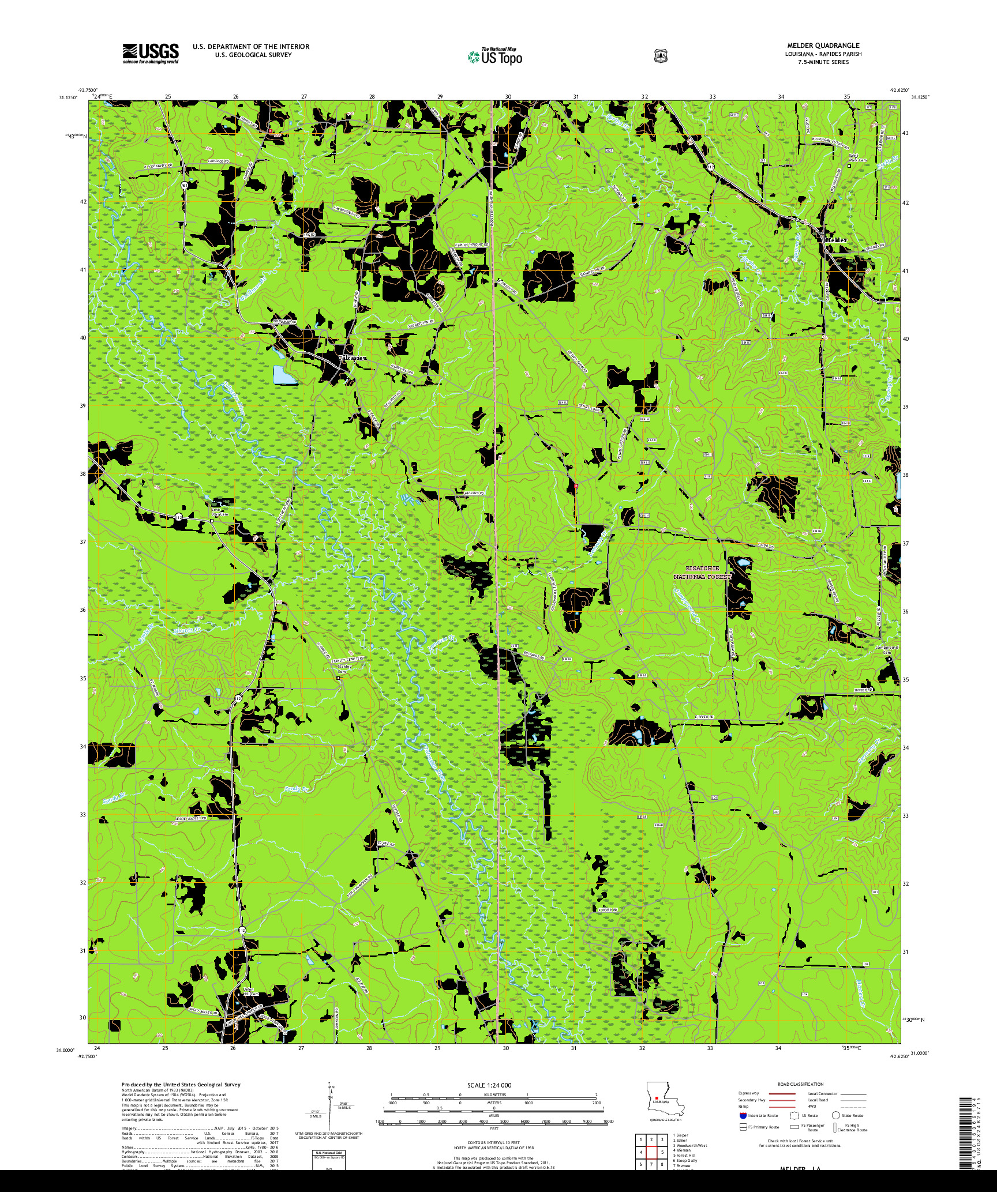 USGS US TOPO 7.5-MINUTE MAP FOR MELDER, LA 2018