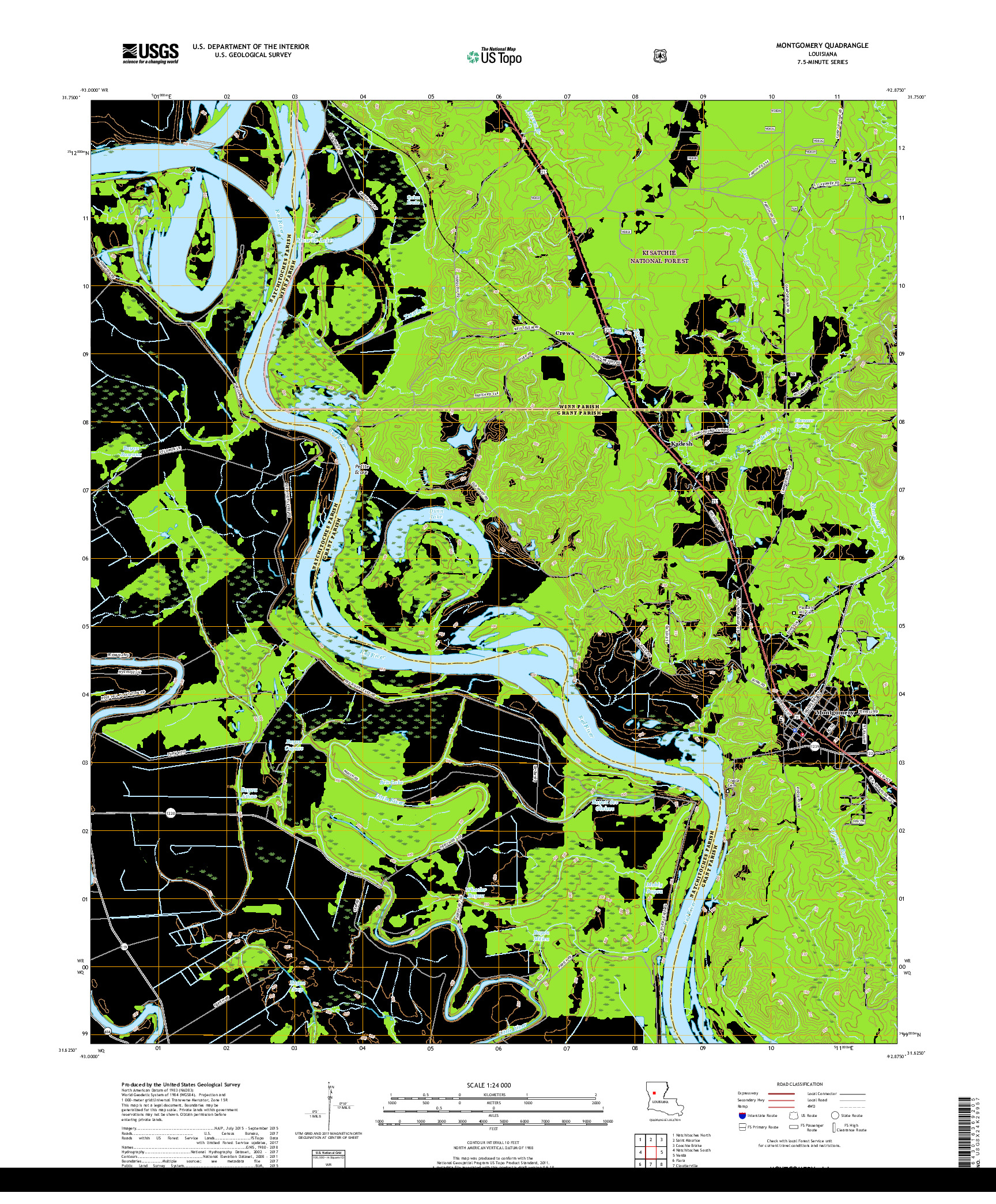 USGS US TOPO 7.5-MINUTE MAP FOR MONTGOMERY, LA 2018