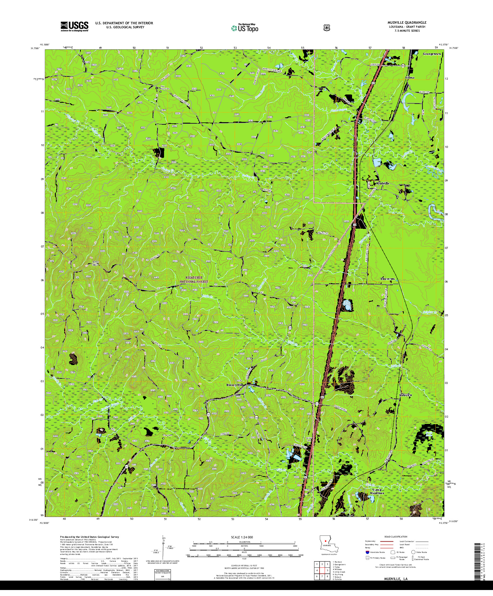 USGS US TOPO 7.5-MINUTE MAP FOR MUDVILLE, LA 2018