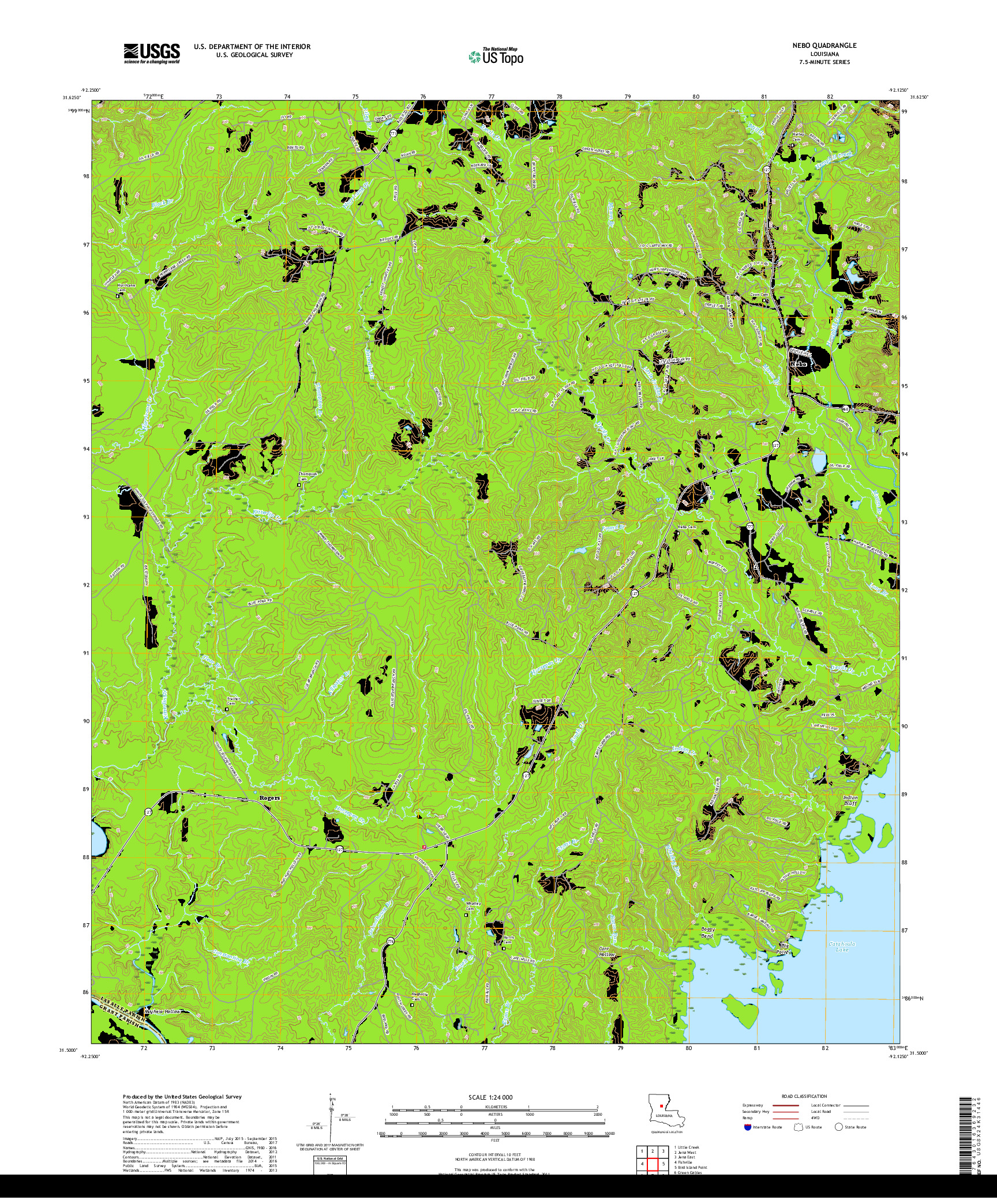USGS US TOPO 7.5-MINUTE MAP FOR NEBO, LA 2018