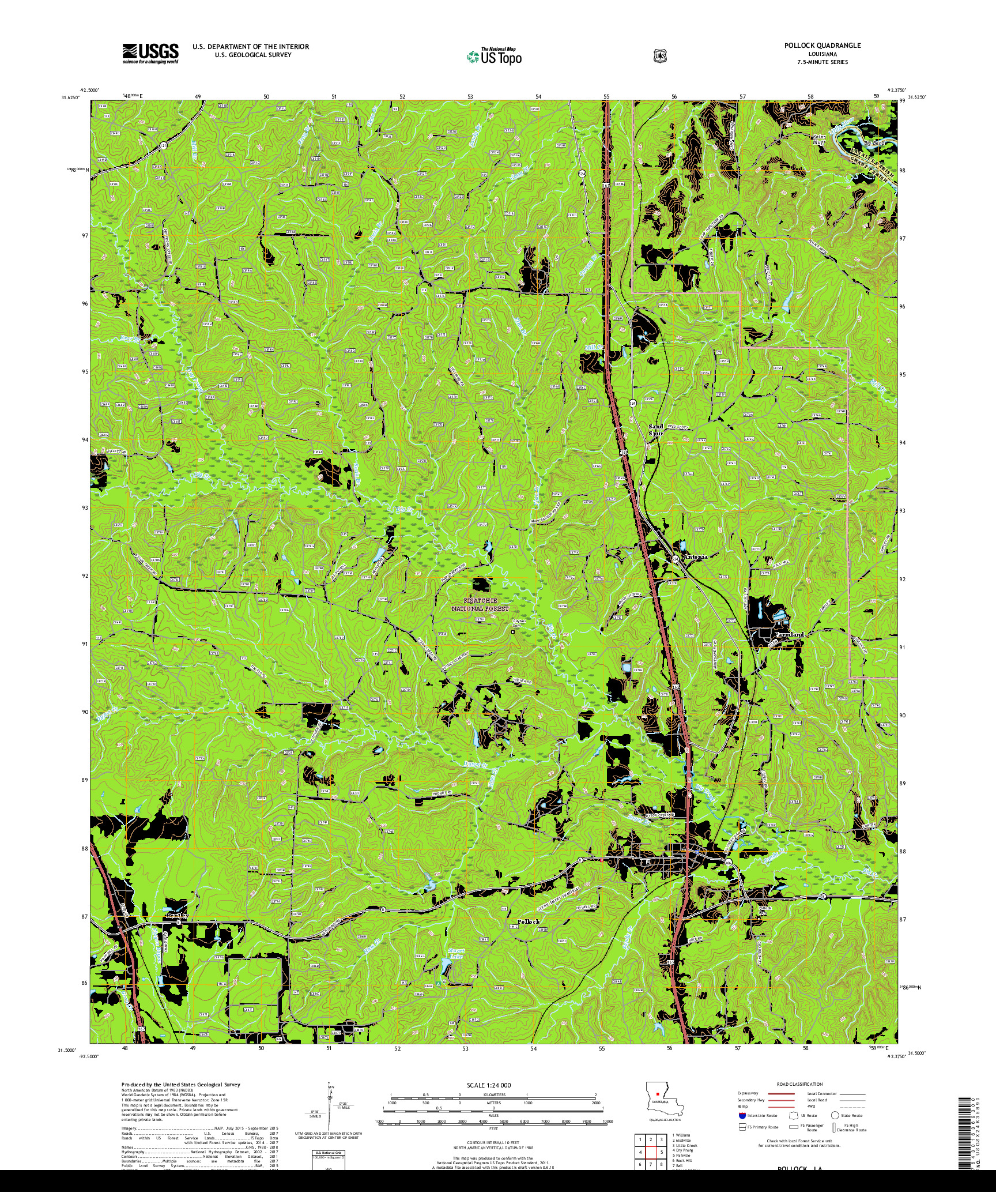 USGS US TOPO 7.5-MINUTE MAP FOR POLLOCK, LA 2018