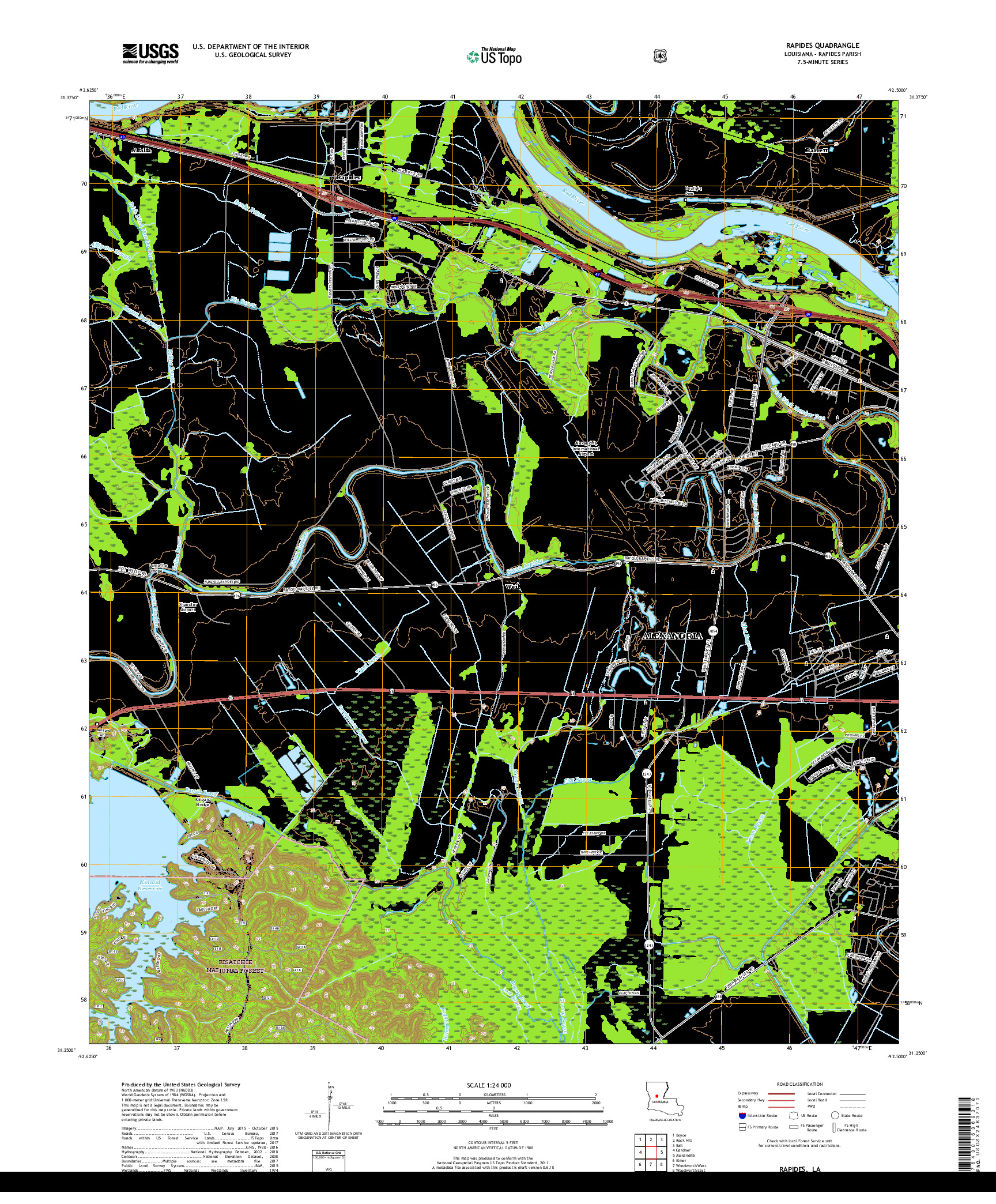 USGS US TOPO 7.5-MINUTE MAP FOR RAPIDES, LA 2018