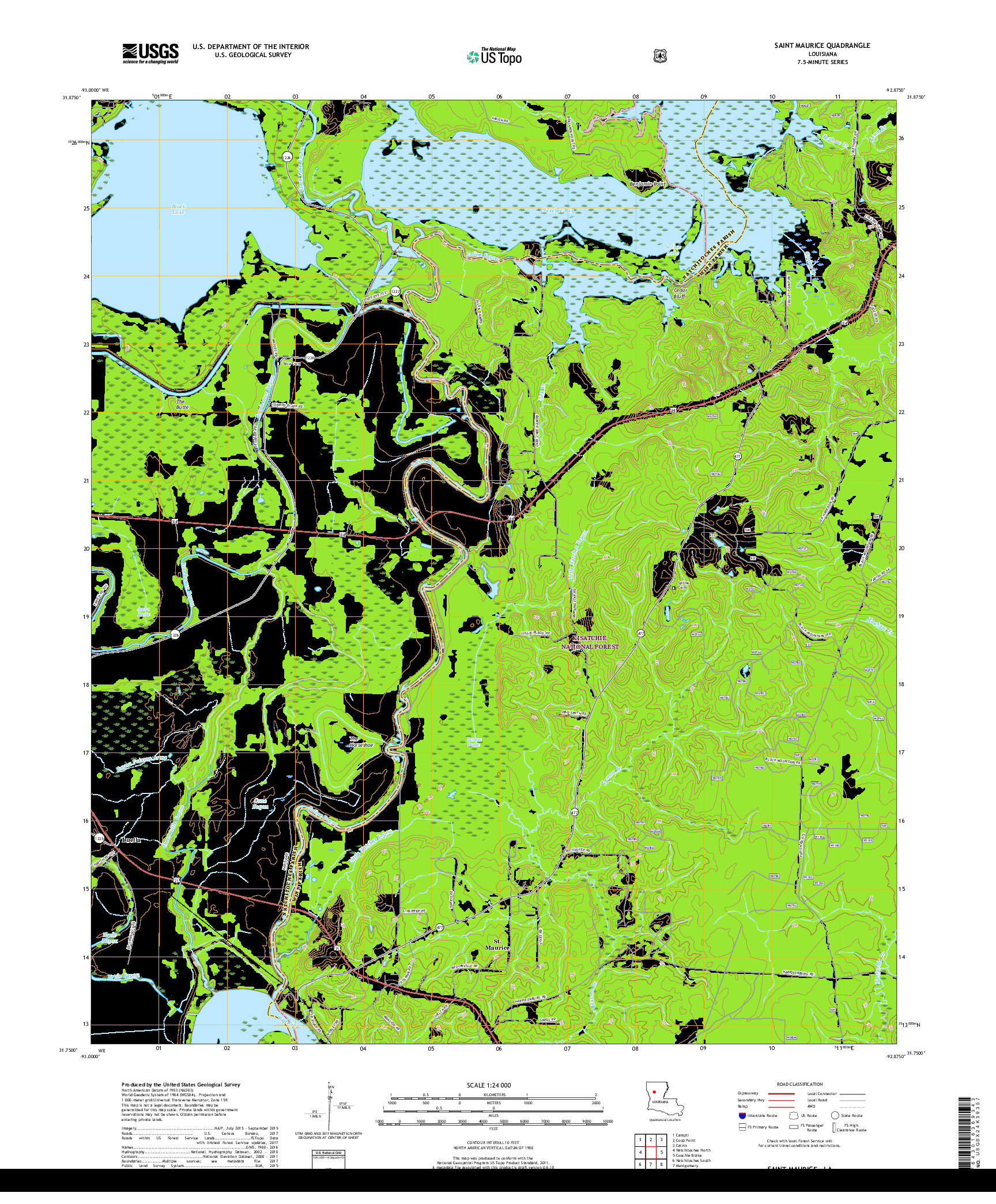 USGS US TOPO 7.5-MINUTE MAP FOR SAINT MAURICE, LA 2018