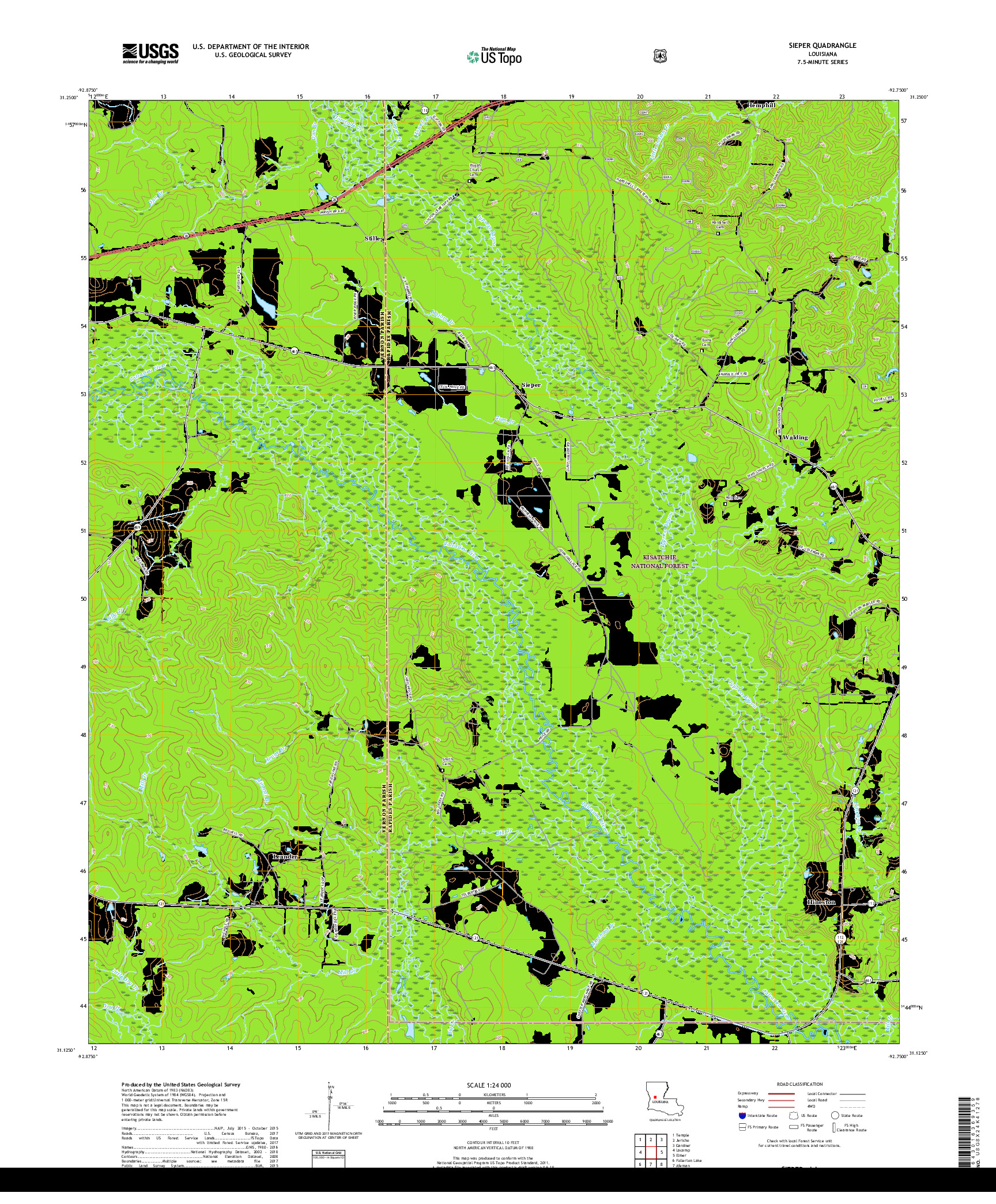 USGS US TOPO 7.5-MINUTE MAP FOR SIEPER, LA 2018