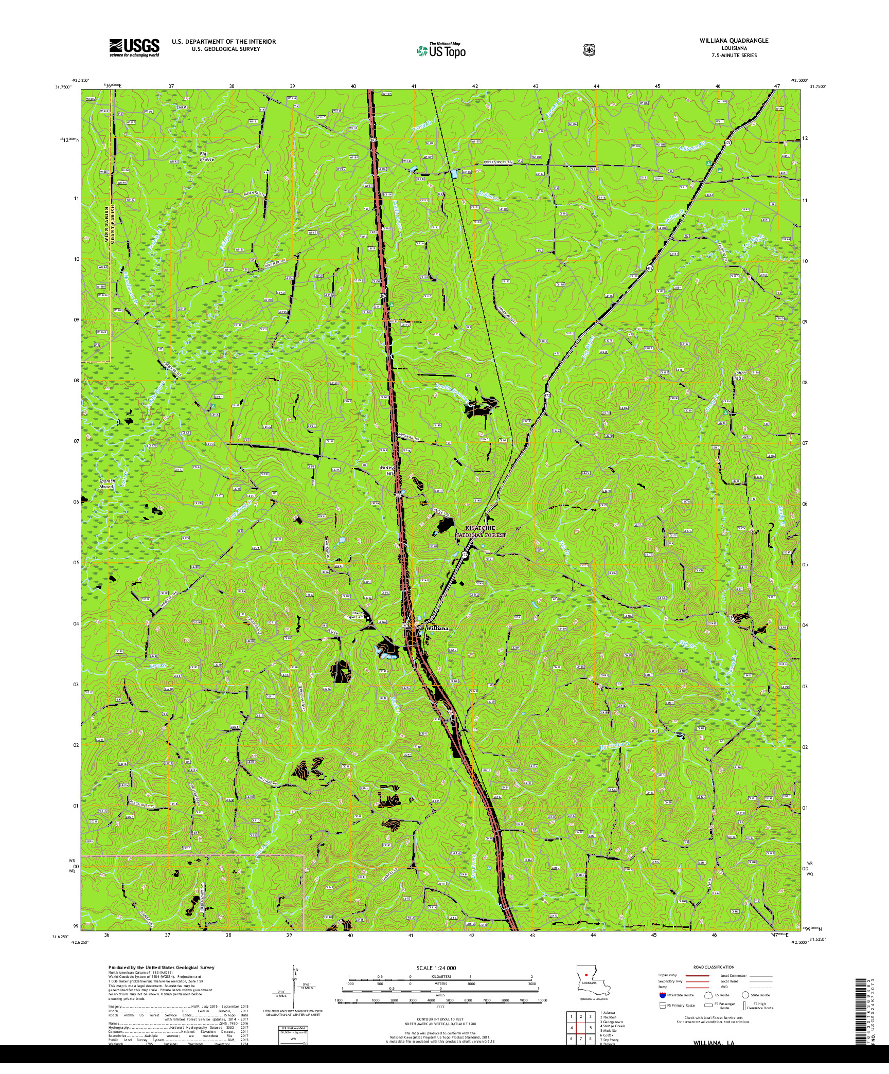 USGS US TOPO 7.5-MINUTE MAP FOR WILLIANA, LA 2018