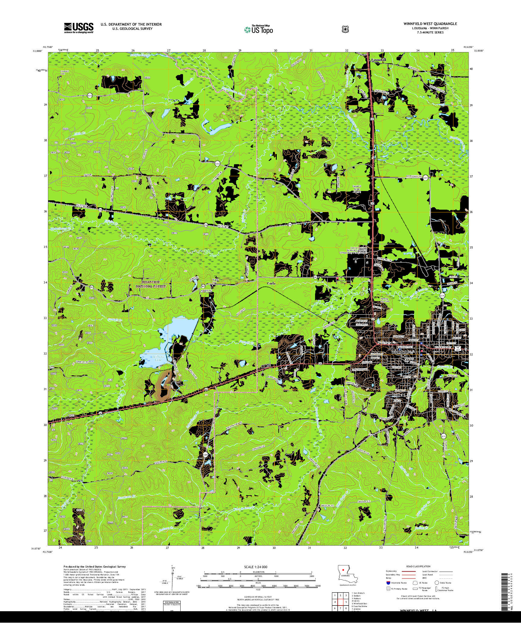 USGS US TOPO 7.5-MINUTE MAP FOR WINNFIELD WEST, LA 2018