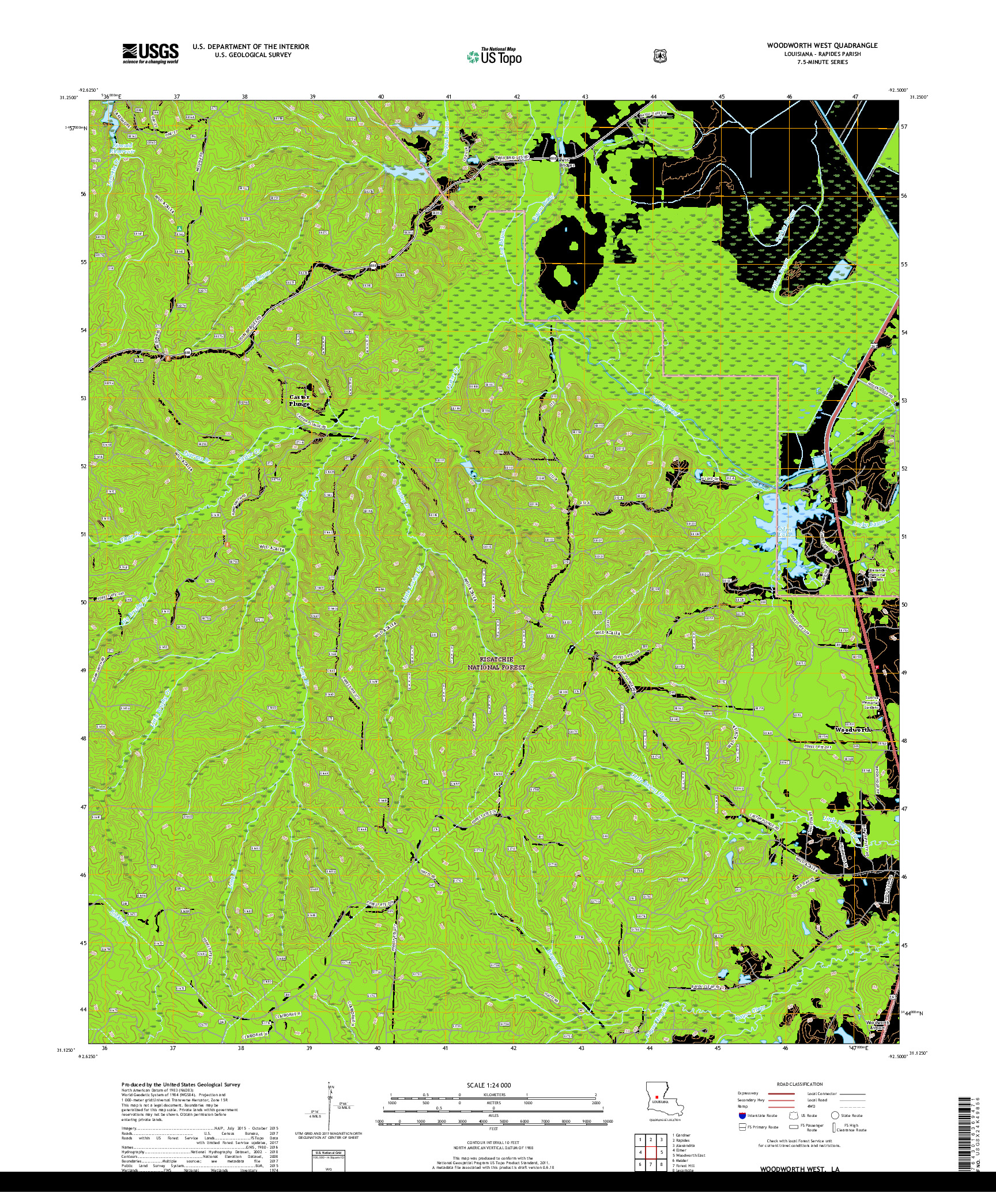 USGS US TOPO 7.5-MINUTE MAP FOR WOODWORTH WEST, LA 2018