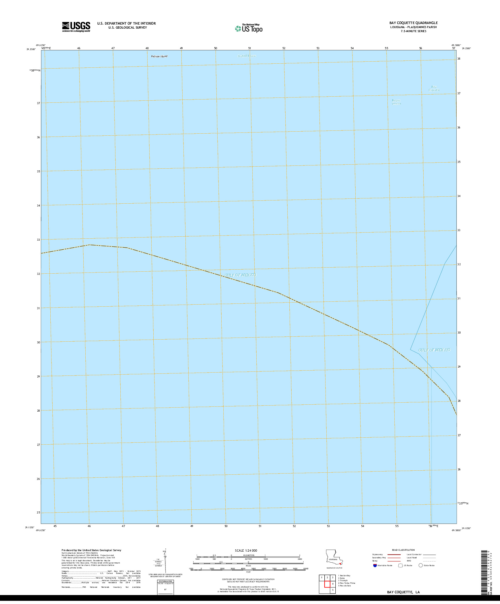 USGS US TOPO 7.5-MINUTE MAP FOR BAY COQUETTE, LA 2018