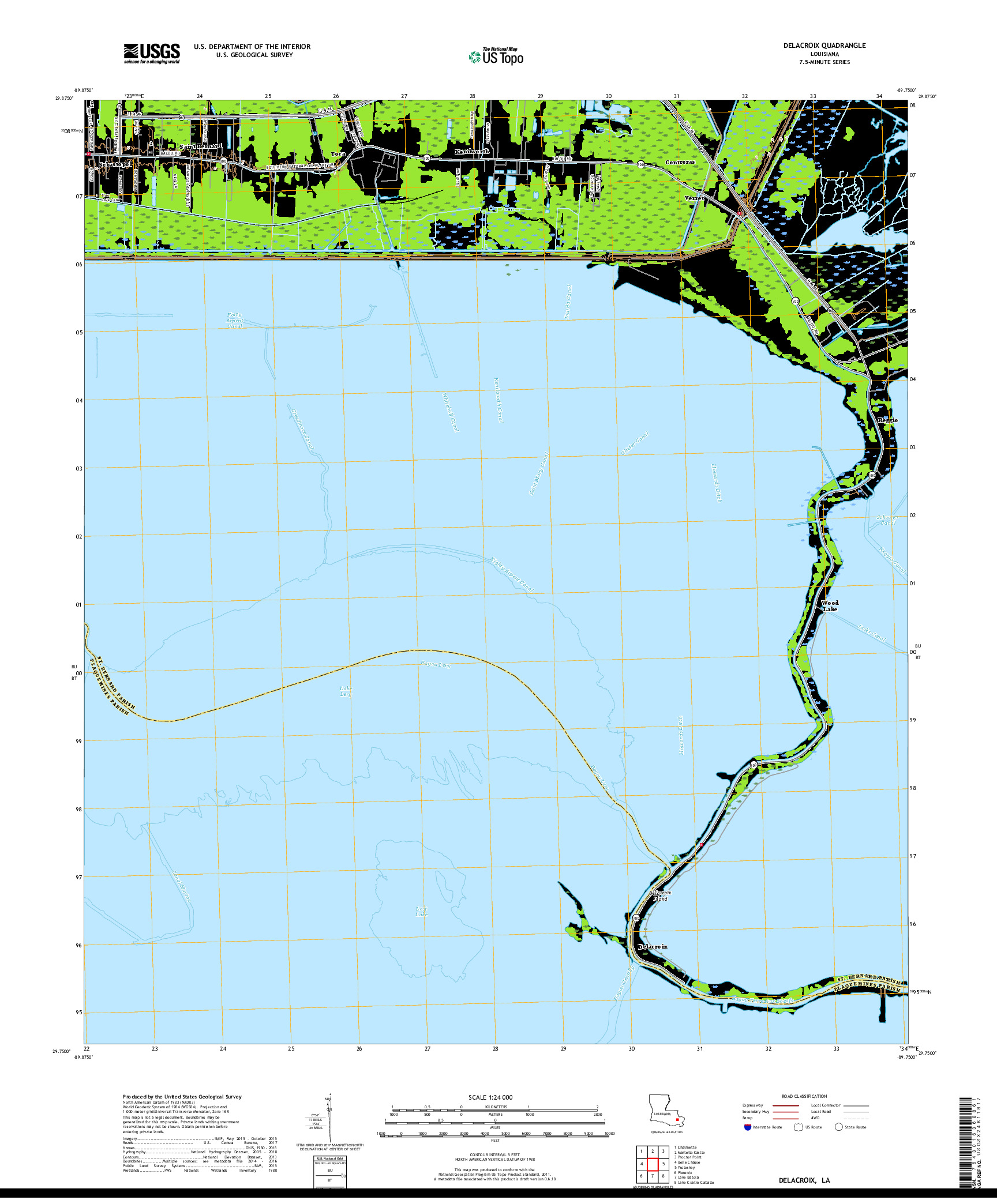 USGS US TOPO 7.5-MINUTE MAP FOR DELACROIX, LA 2018
