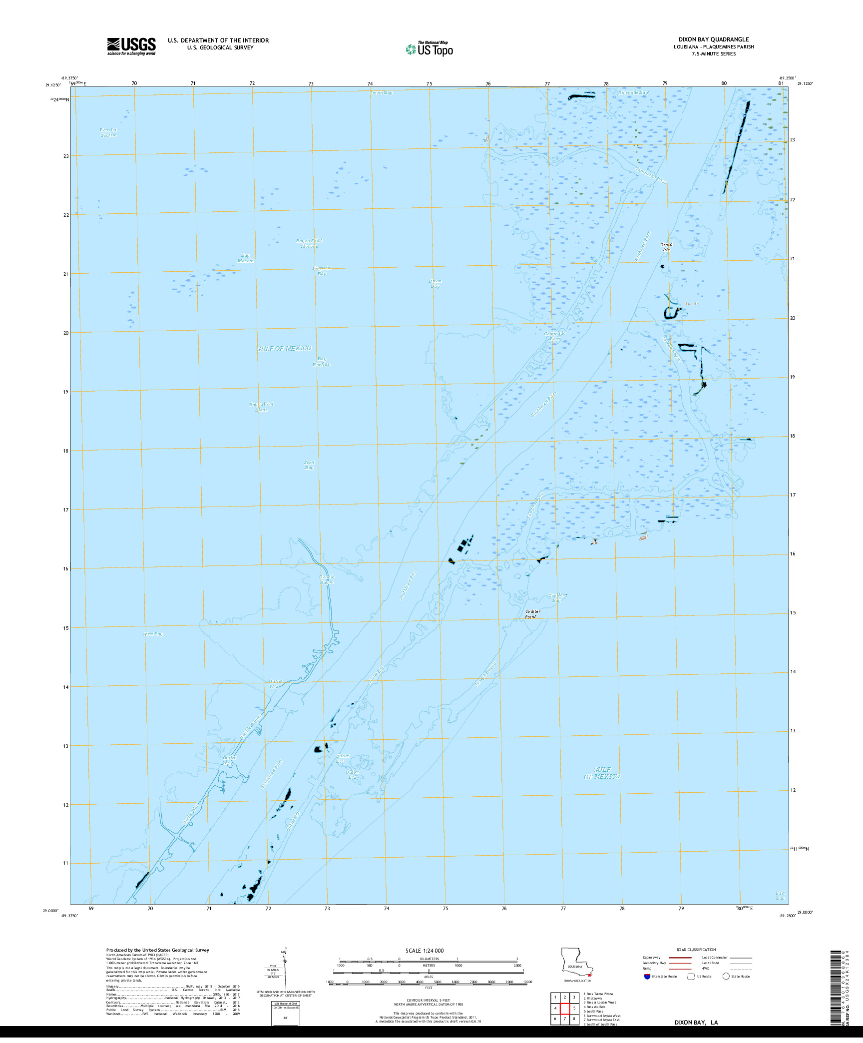 USGS US TOPO 7.5-MINUTE MAP FOR DIXON BAY, LA 2018
