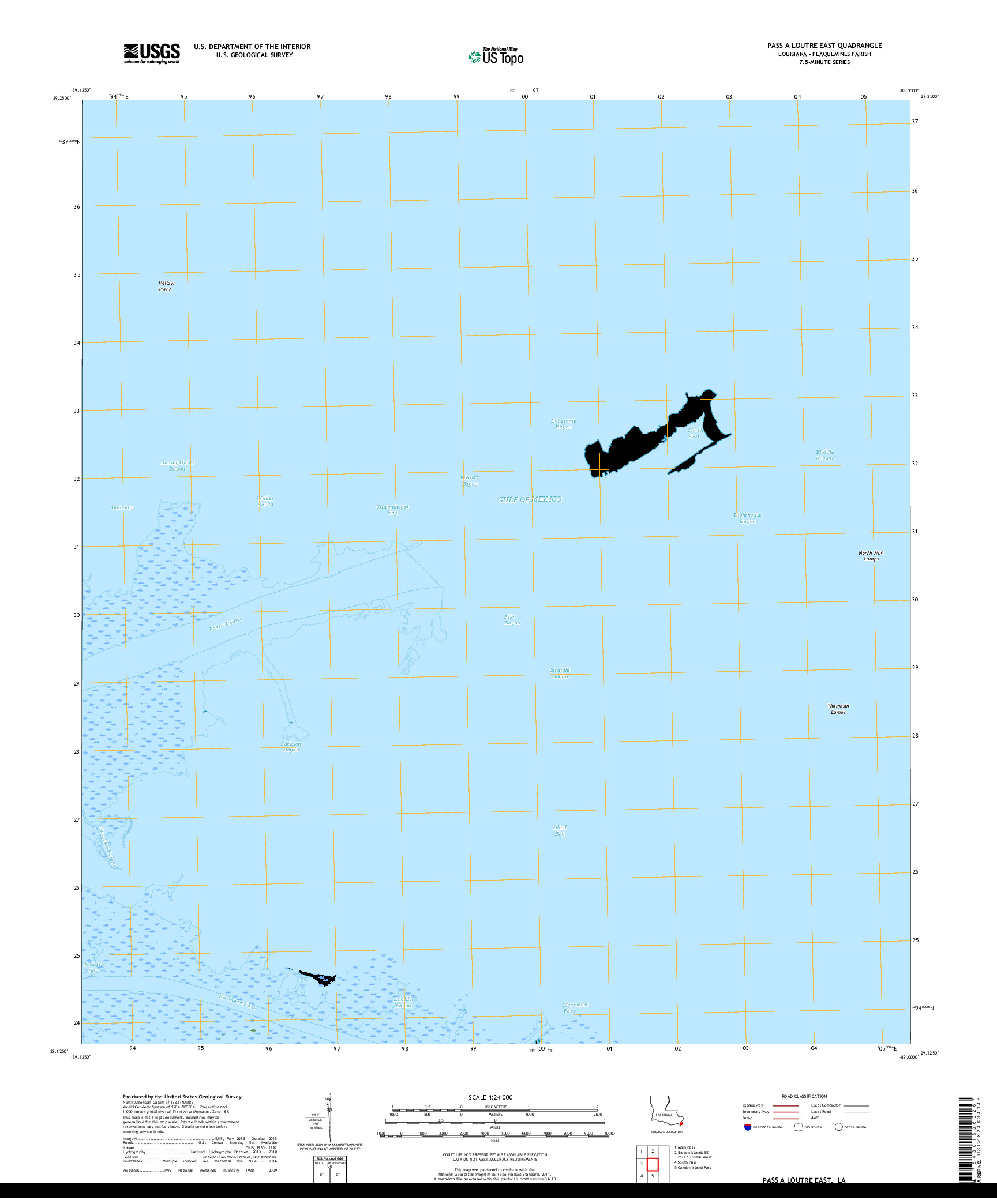 USGS US TOPO 7.5-MINUTE MAP FOR PASS A LOUTRE EAST, LA 2018