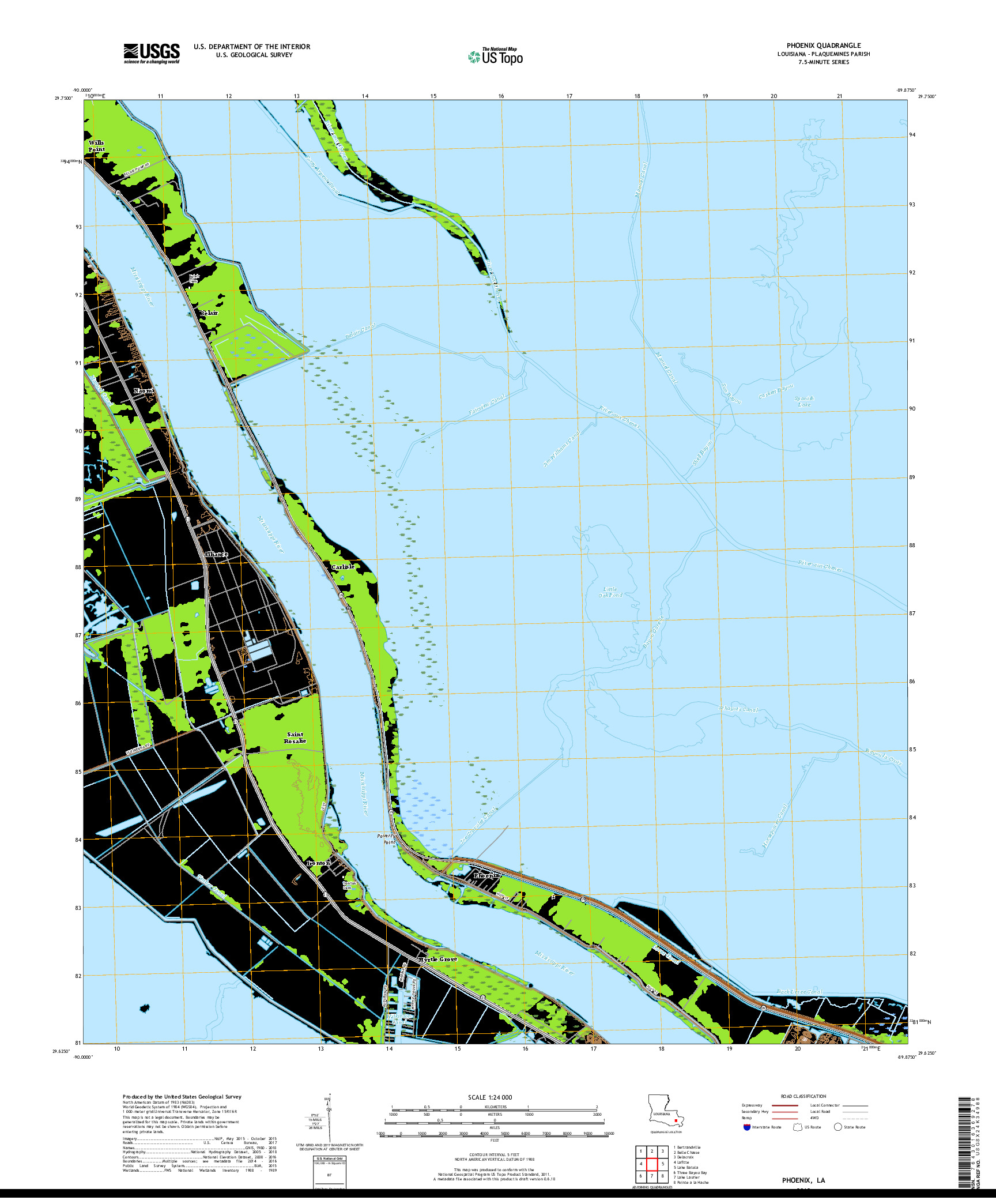 USGS US TOPO 7.5-MINUTE MAP FOR PHOENIX, LA 2018