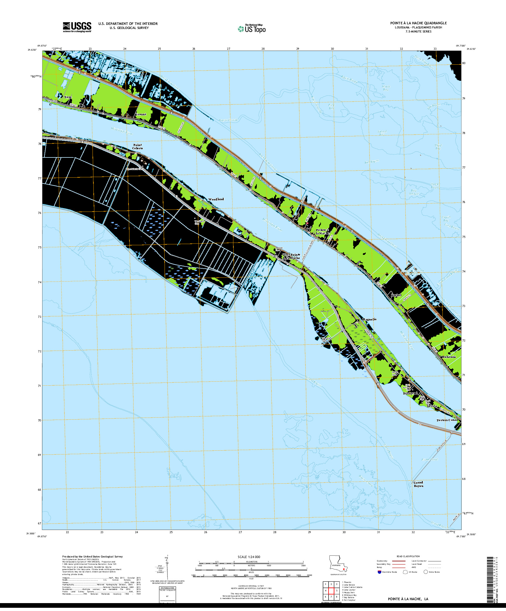USGS US TOPO 7.5-MINUTE MAP FOR POINTE A LA HACHE, LA 2018