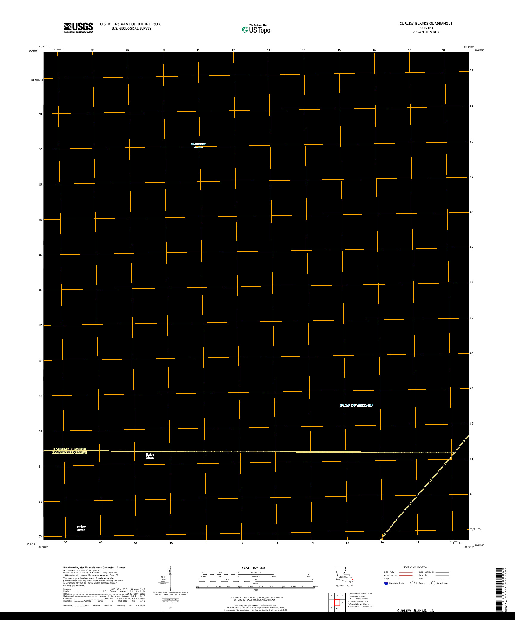 USGS US TOPO 7.5-MINUTE MAP FOR CURLEW ISLANDS, LA 2018