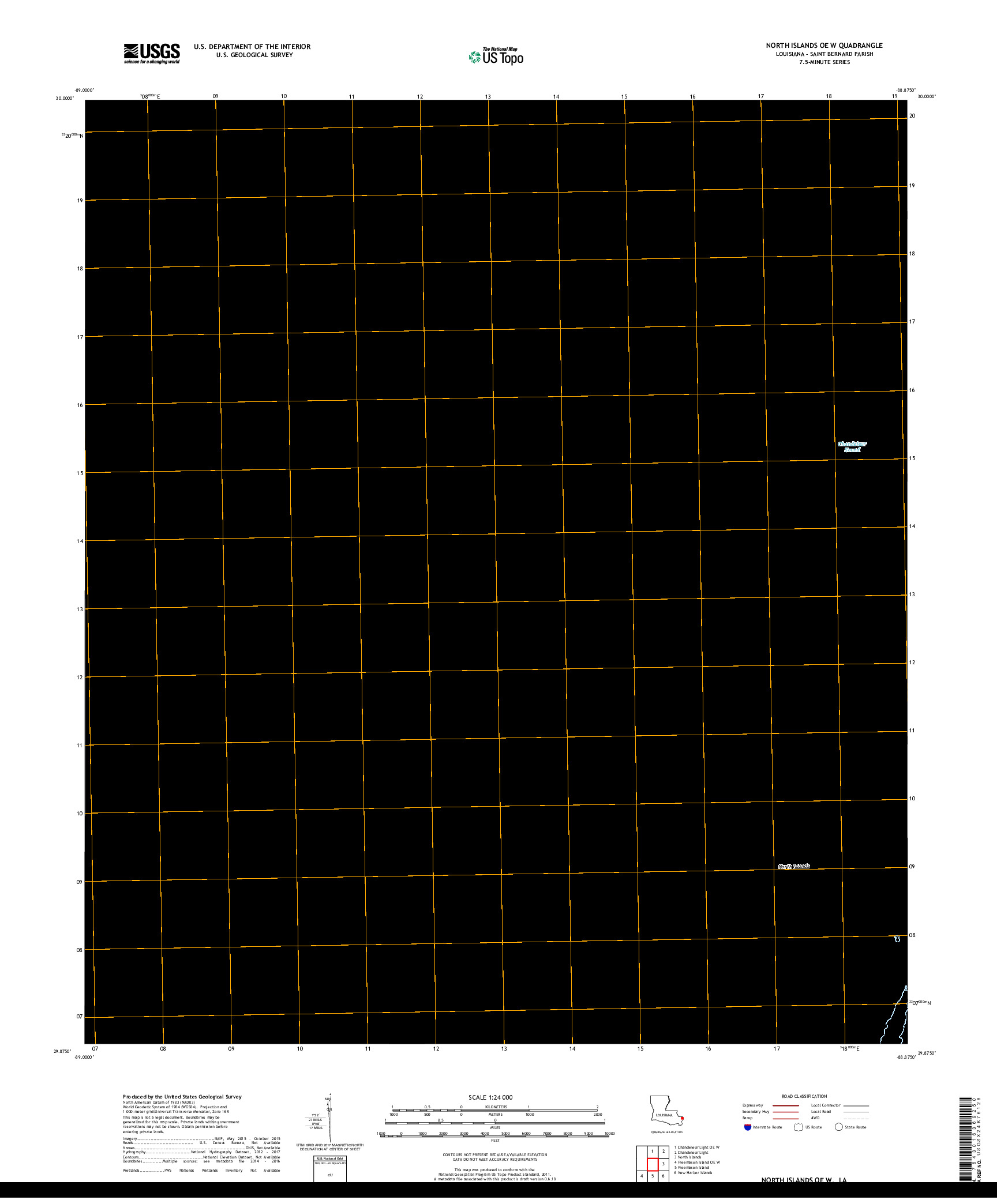 USGS US TOPO 7.5-MINUTE MAP FOR NORTH ISLANDS OE W, LA 2018