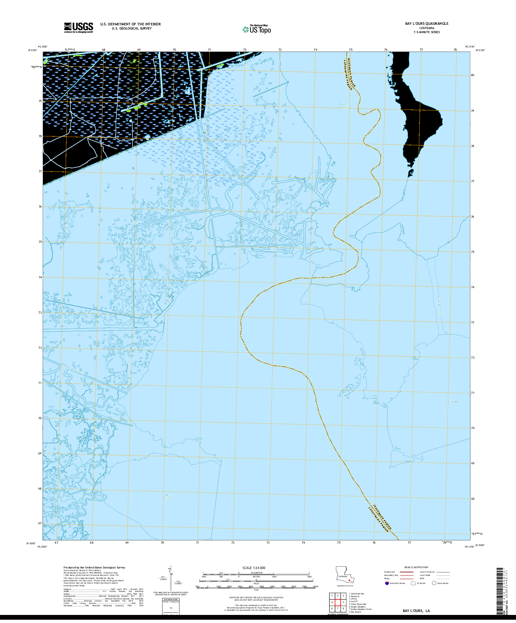 USGS US TOPO 7.5-MINUTE MAP FOR BAY L'OURS, LA 2018