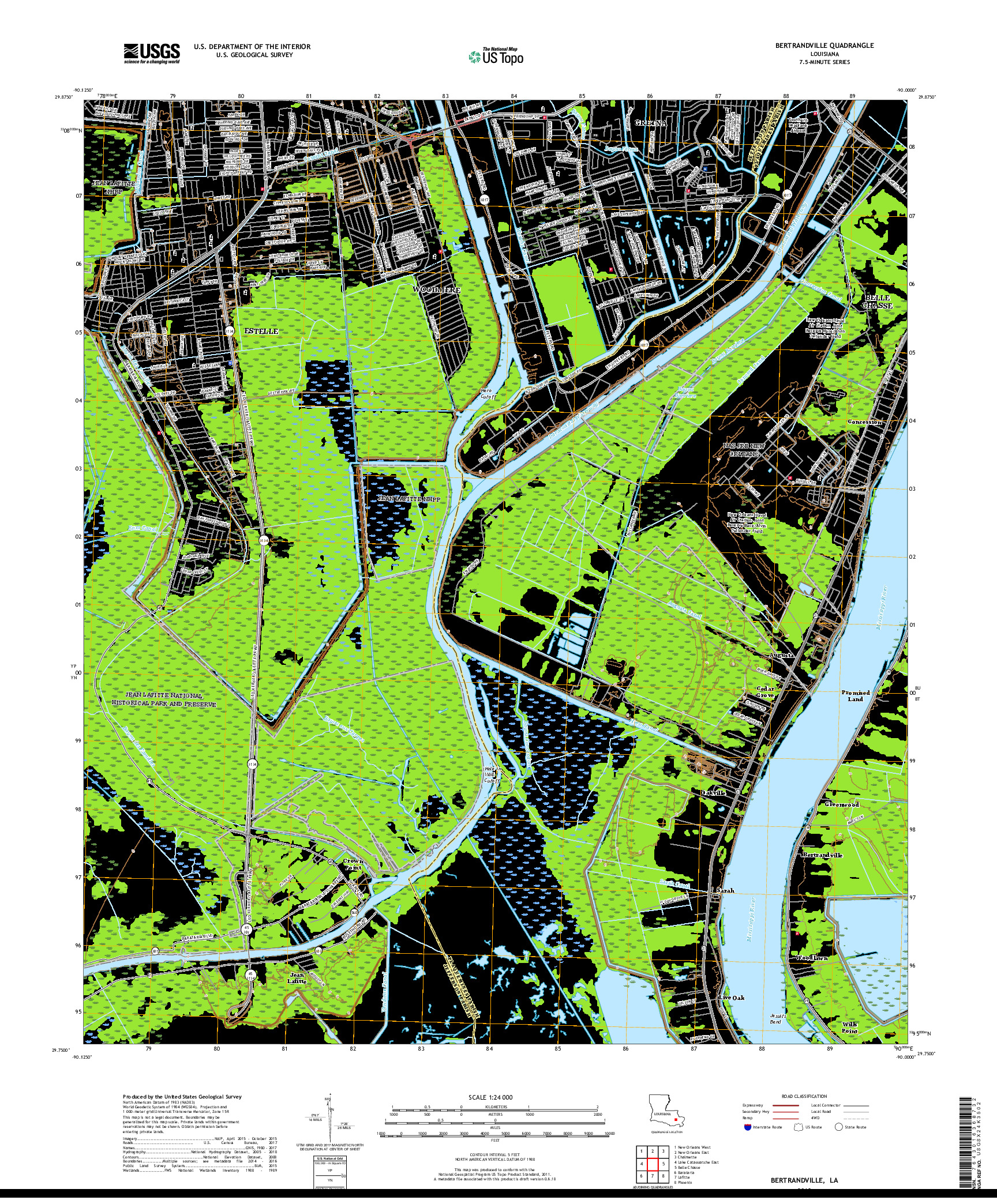 USGS US TOPO 7.5-MINUTE MAP FOR BERTRANDVILLE, LA 2018