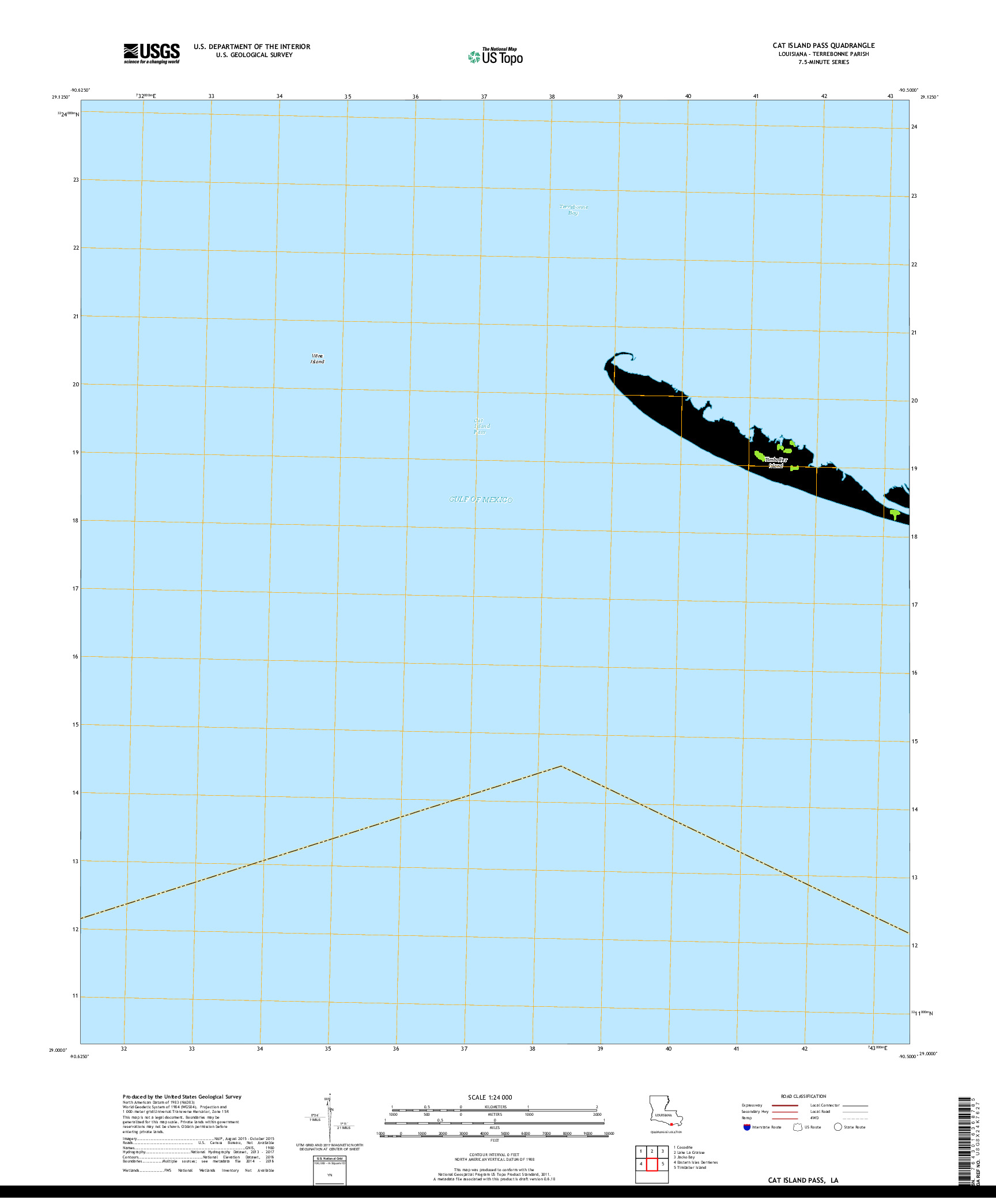 USGS US TOPO 7.5-MINUTE MAP FOR CAT ISLAND PASS, LA 2018