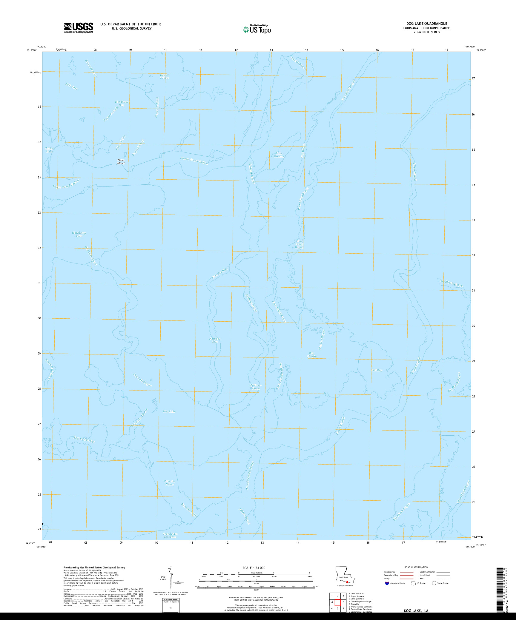 USGS US TOPO 7.5-MINUTE MAP FOR DOG LAKE, LA 2018