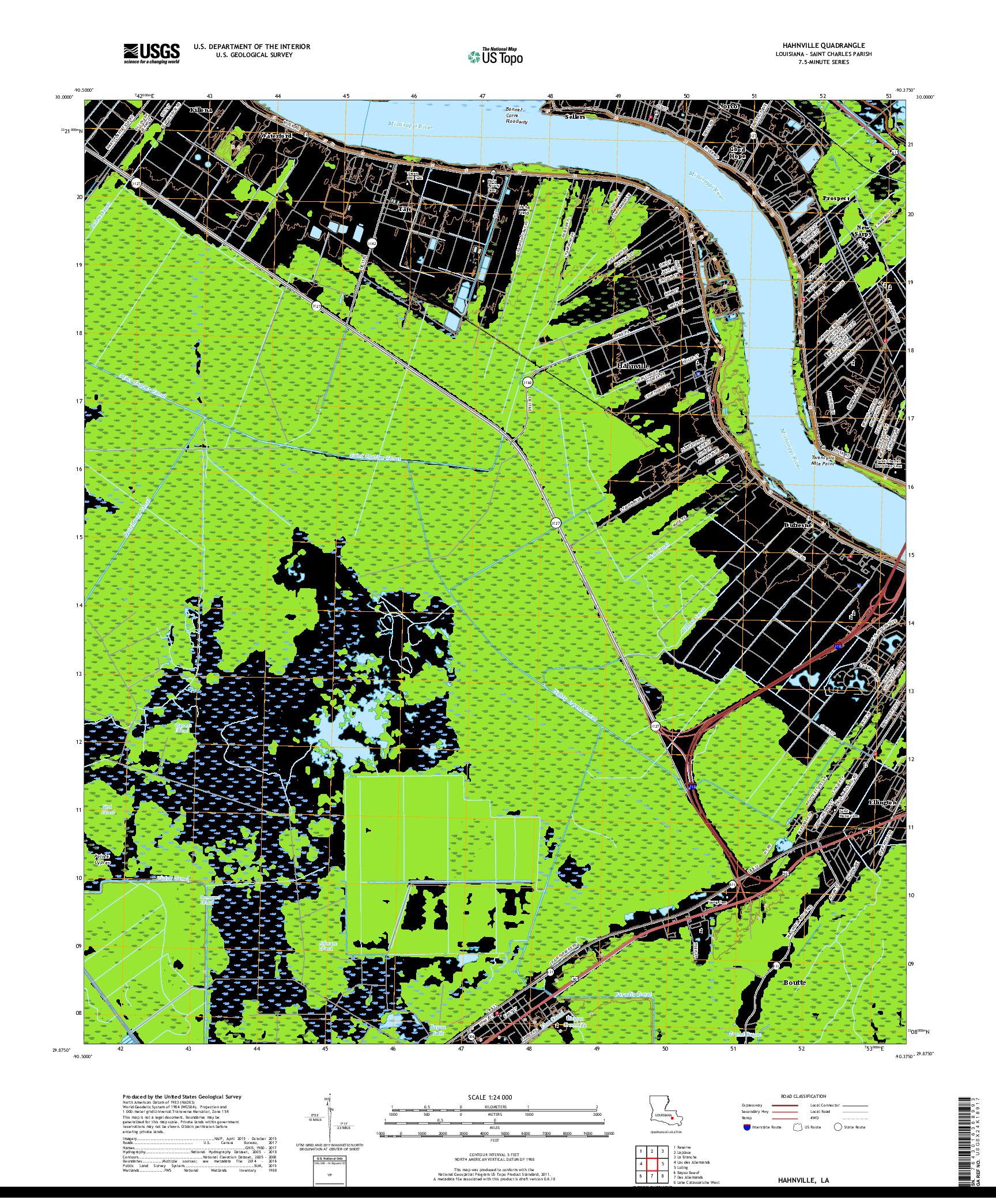 USGS US TOPO 7.5-MINUTE MAP FOR HAHNVILLE, LA 2018