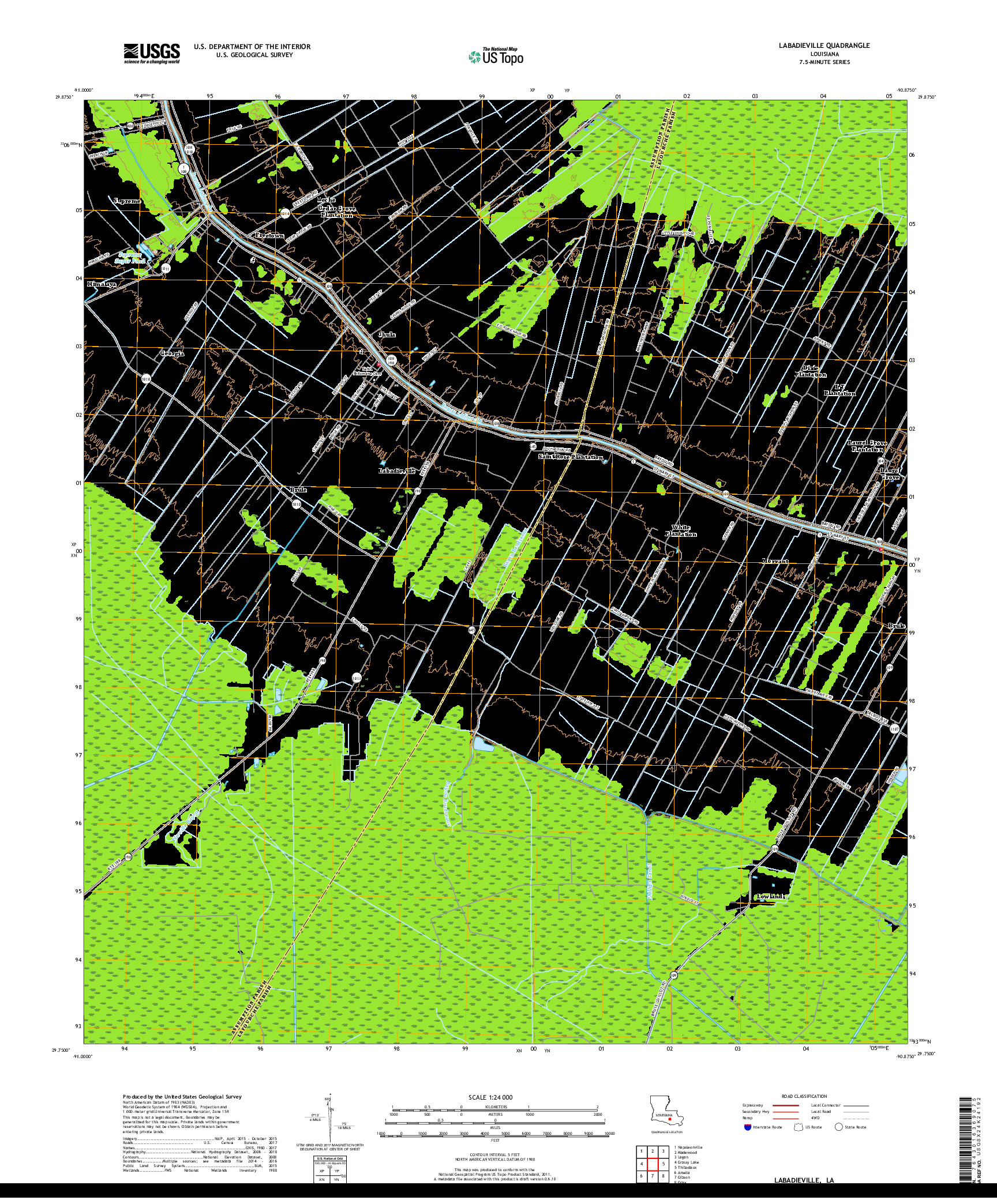 USGS US TOPO 7.5-MINUTE MAP FOR LABADIEVILLE, LA 2018