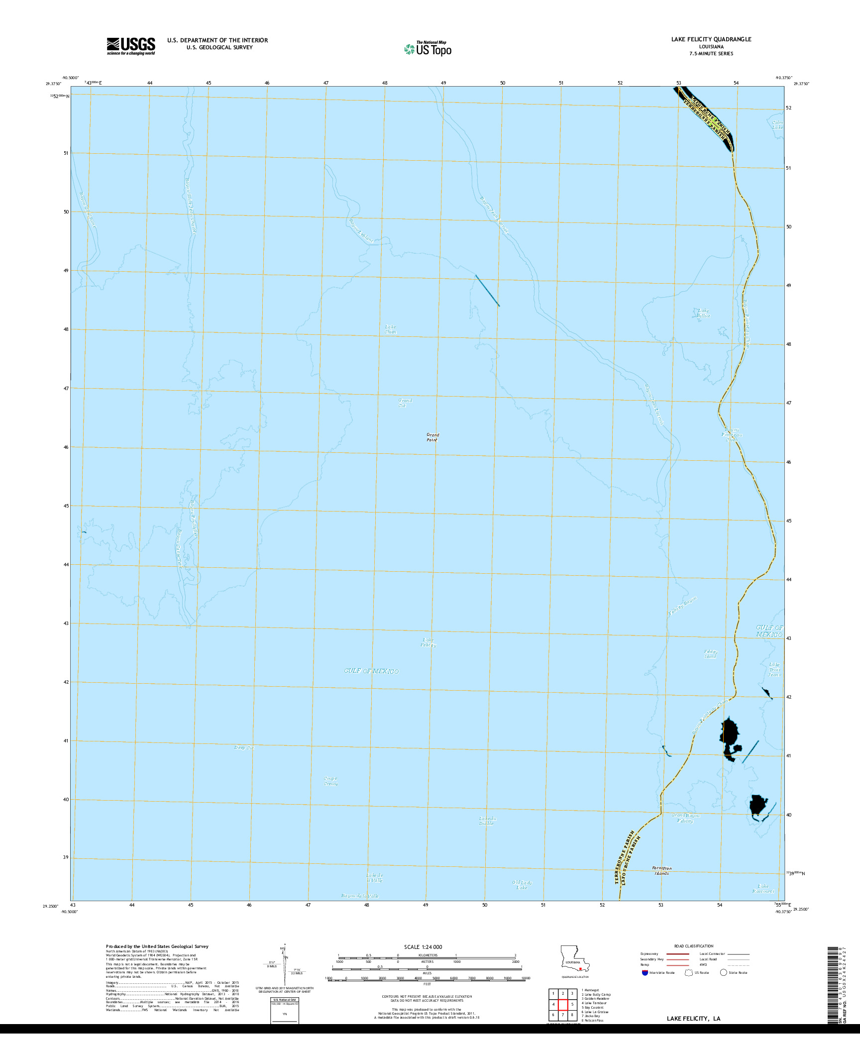 USGS US TOPO 7.5-MINUTE MAP FOR LAKE FELICITY, LA 2018