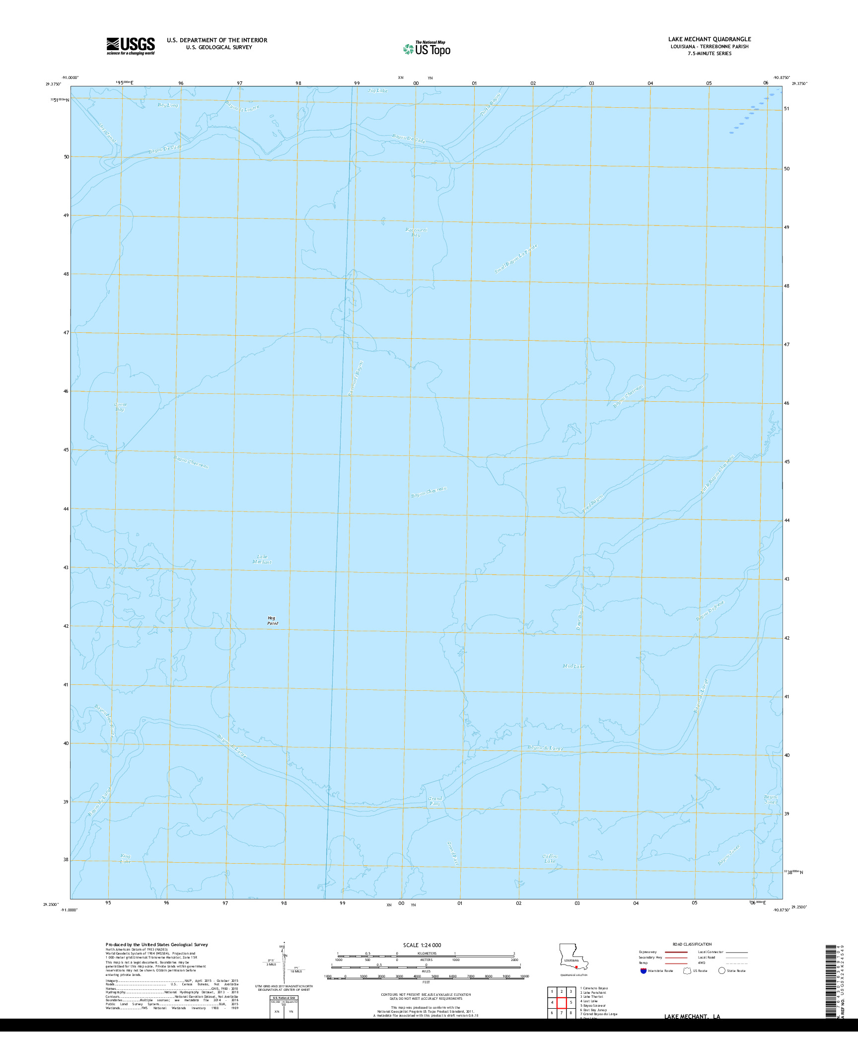 USGS US TOPO 7.5-MINUTE MAP FOR LAKE MECHANT, LA 2018