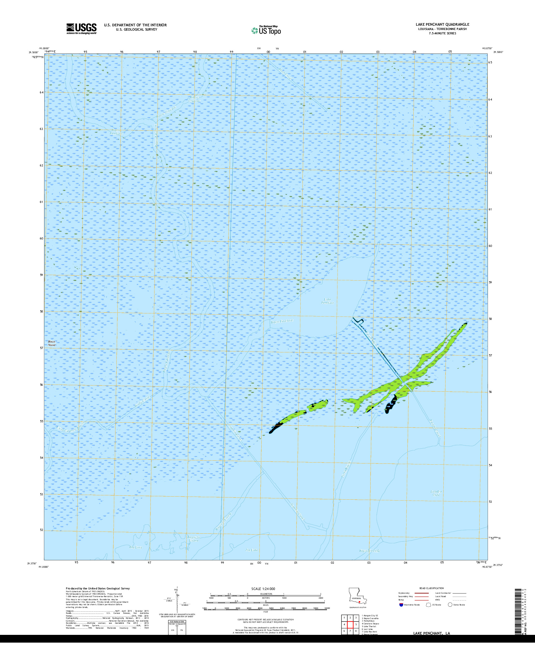 USGS US TOPO 7.5-MINUTE MAP FOR LAKE PENCHANT, LA 2018