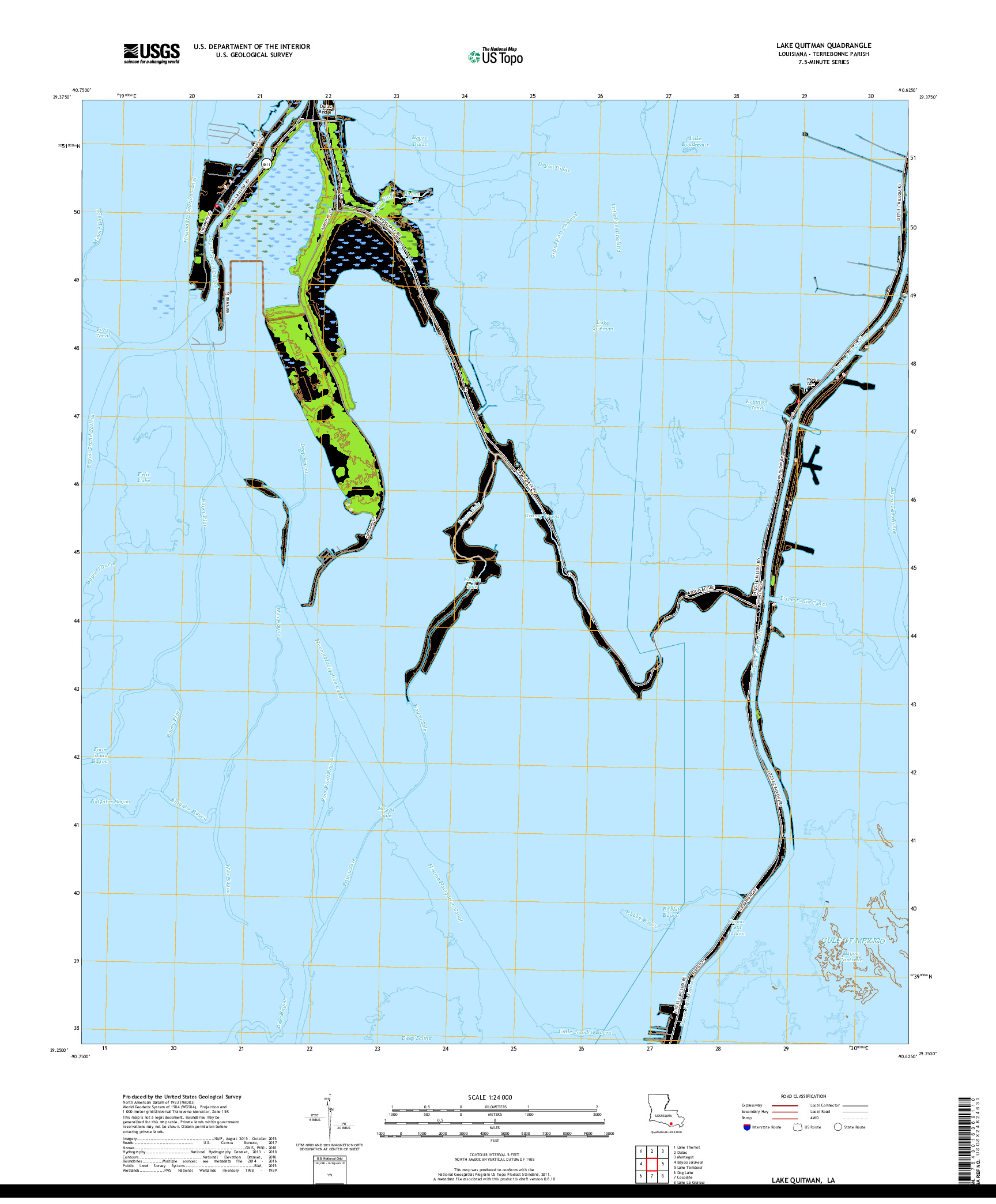 USGS US TOPO 7.5-MINUTE MAP FOR LAKE QUITMAN, LA 2018
