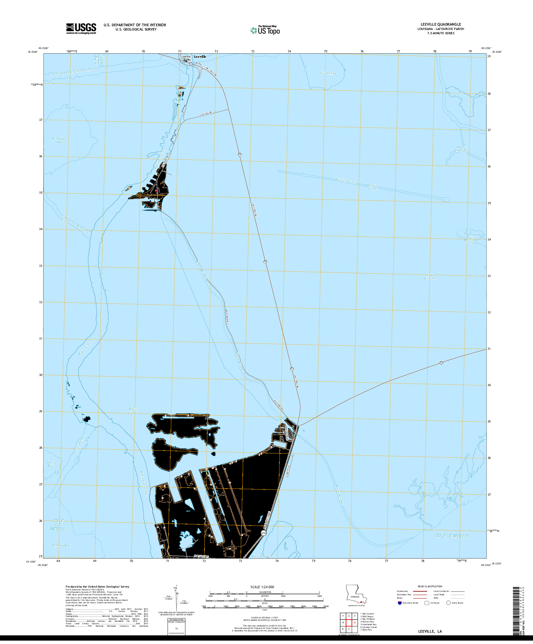 USGS US TOPO 7.5-MINUTE MAP FOR LEEVILLE, LA 2018