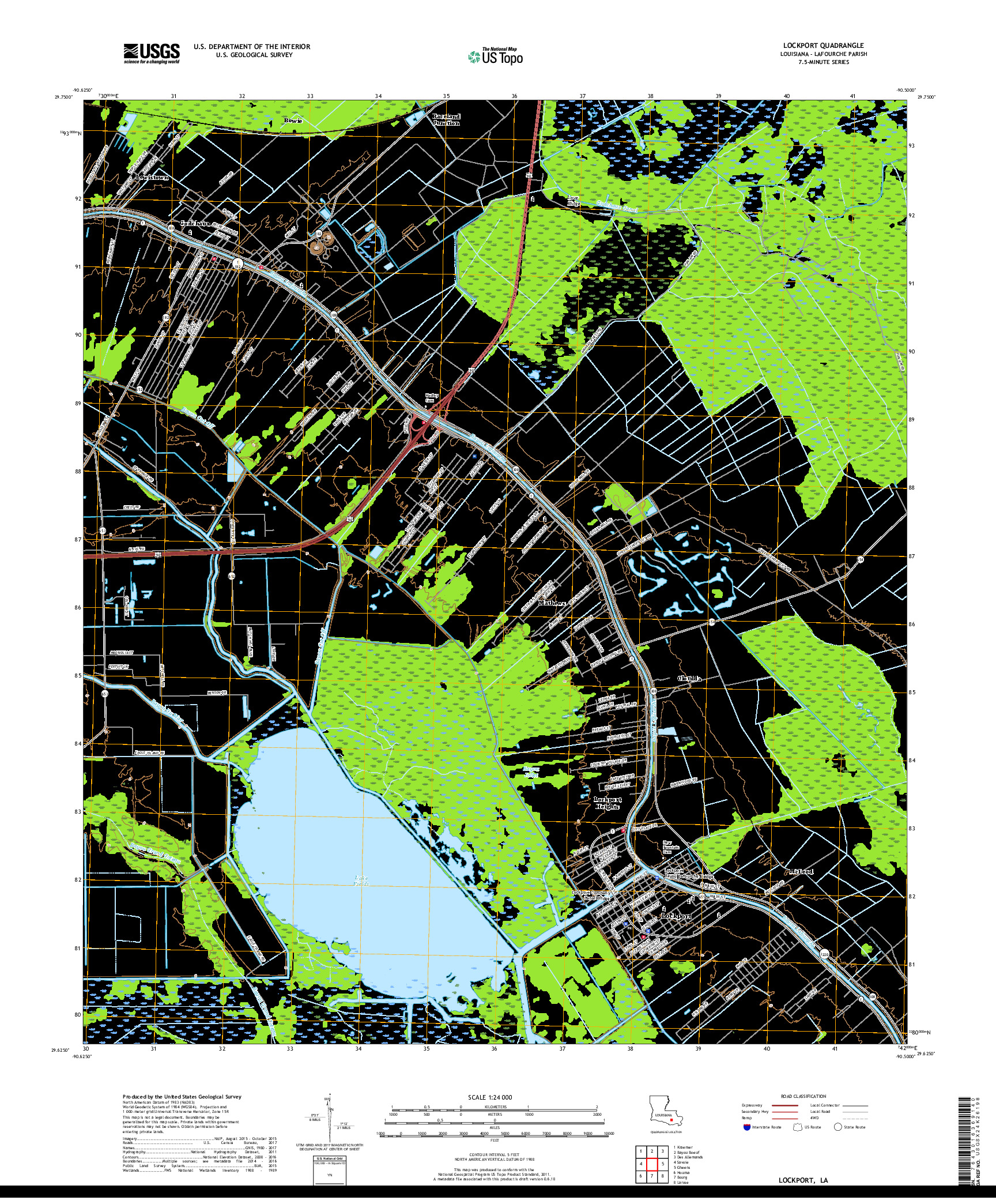 USGS US TOPO 7.5-MINUTE MAP FOR LOCKPORT, LA 2018