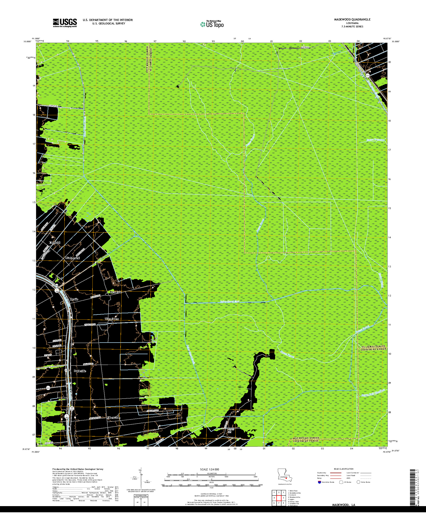 USGS US TOPO 7.5-MINUTE MAP FOR MADEWOOD, LA 2018